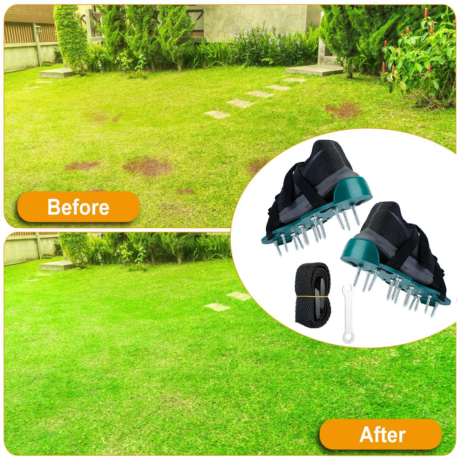 Lawn Aerator Shoes, Metal Spike Sandals for Aeration, Durable PP Material, Adjustable Straps, Easy Installation, Perfect Gardening Gift photo 4