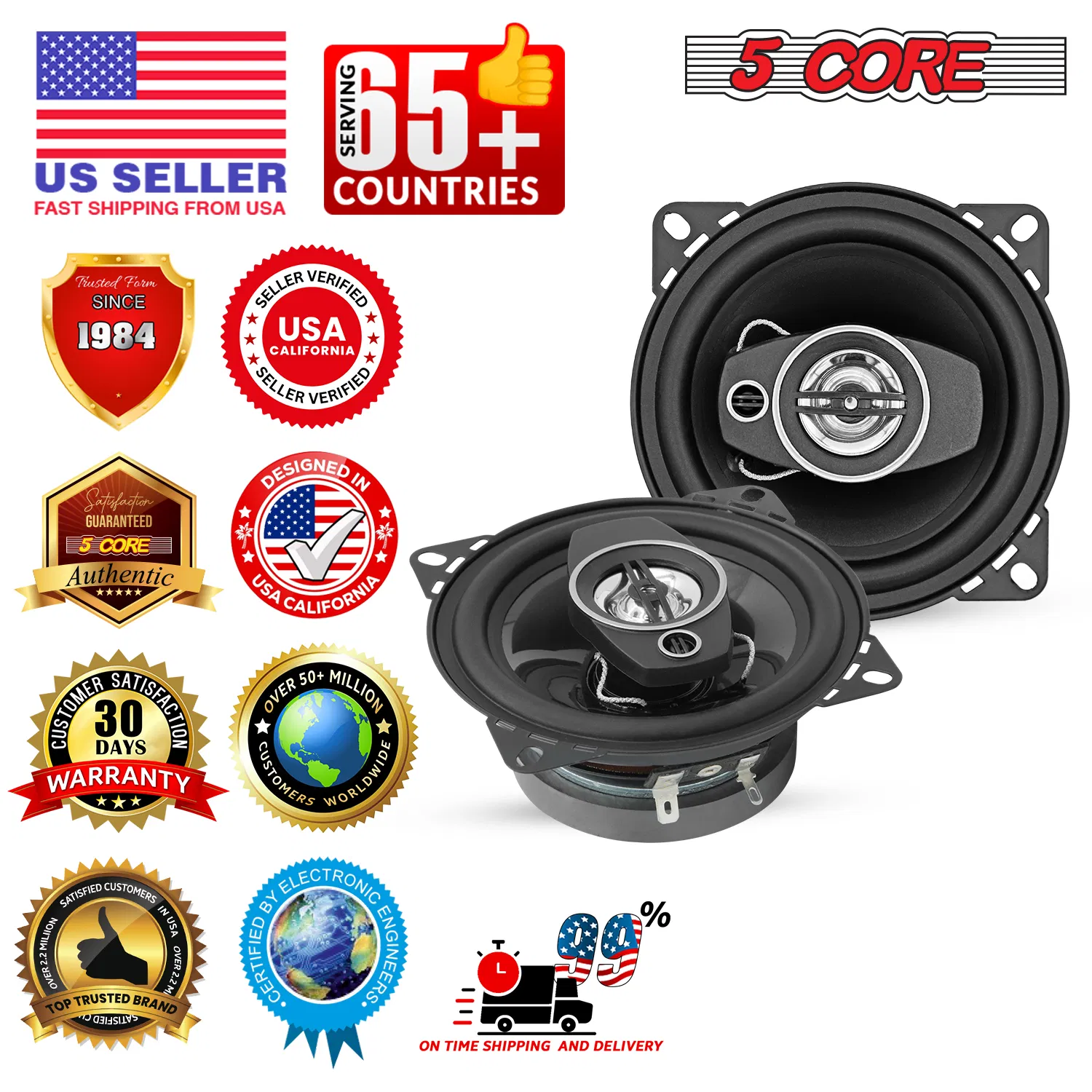 5Core Coaxial Car Door Speakers 4' Pair 250W 4Ohm 2 Way Woofer Audio w Tweeter photo 8