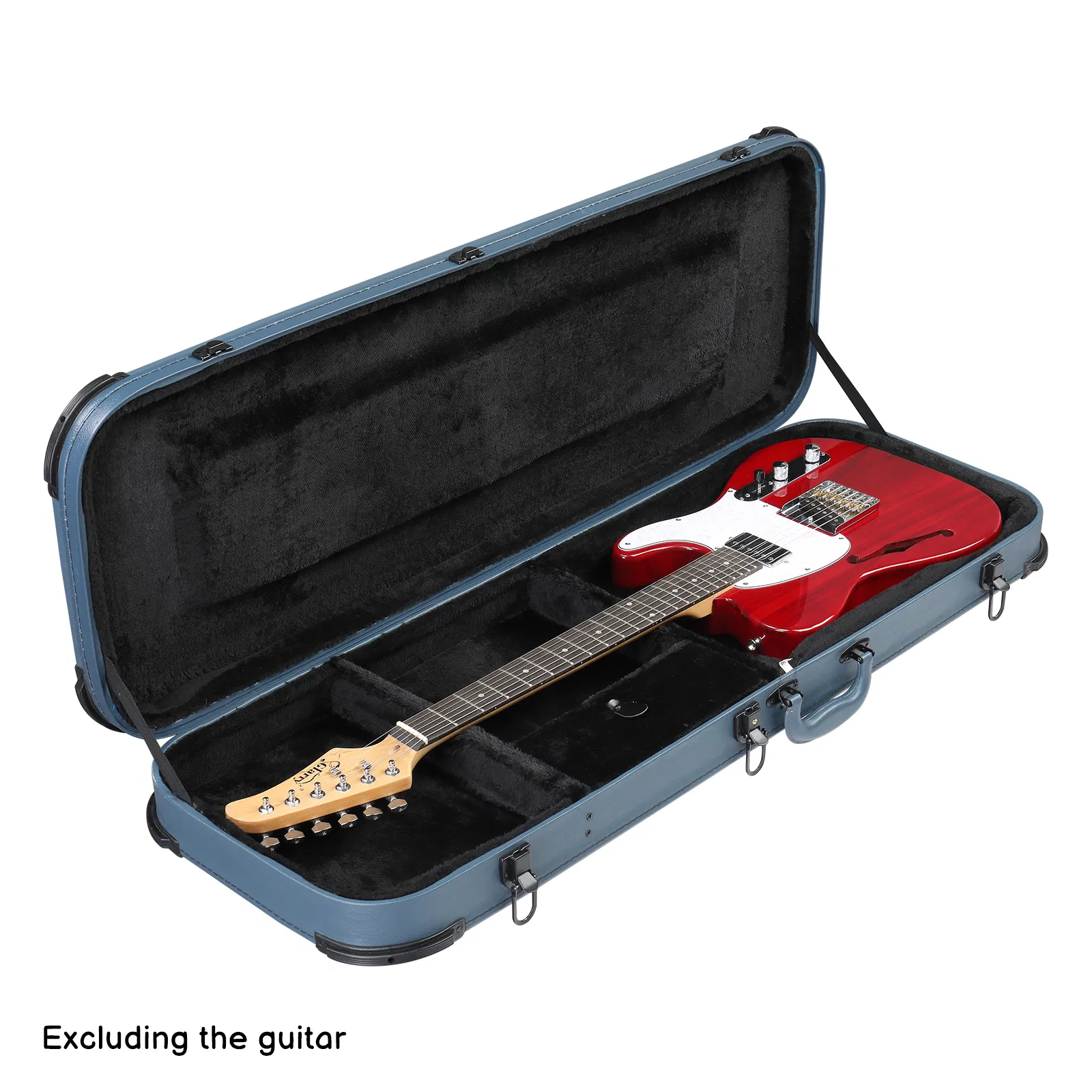 [Replace 87926095] Electric Guitar Square PU Hard Case with Protective Sleeve Fits ST TL Burning fire 170 Style Electric Guitar Blue photo 7