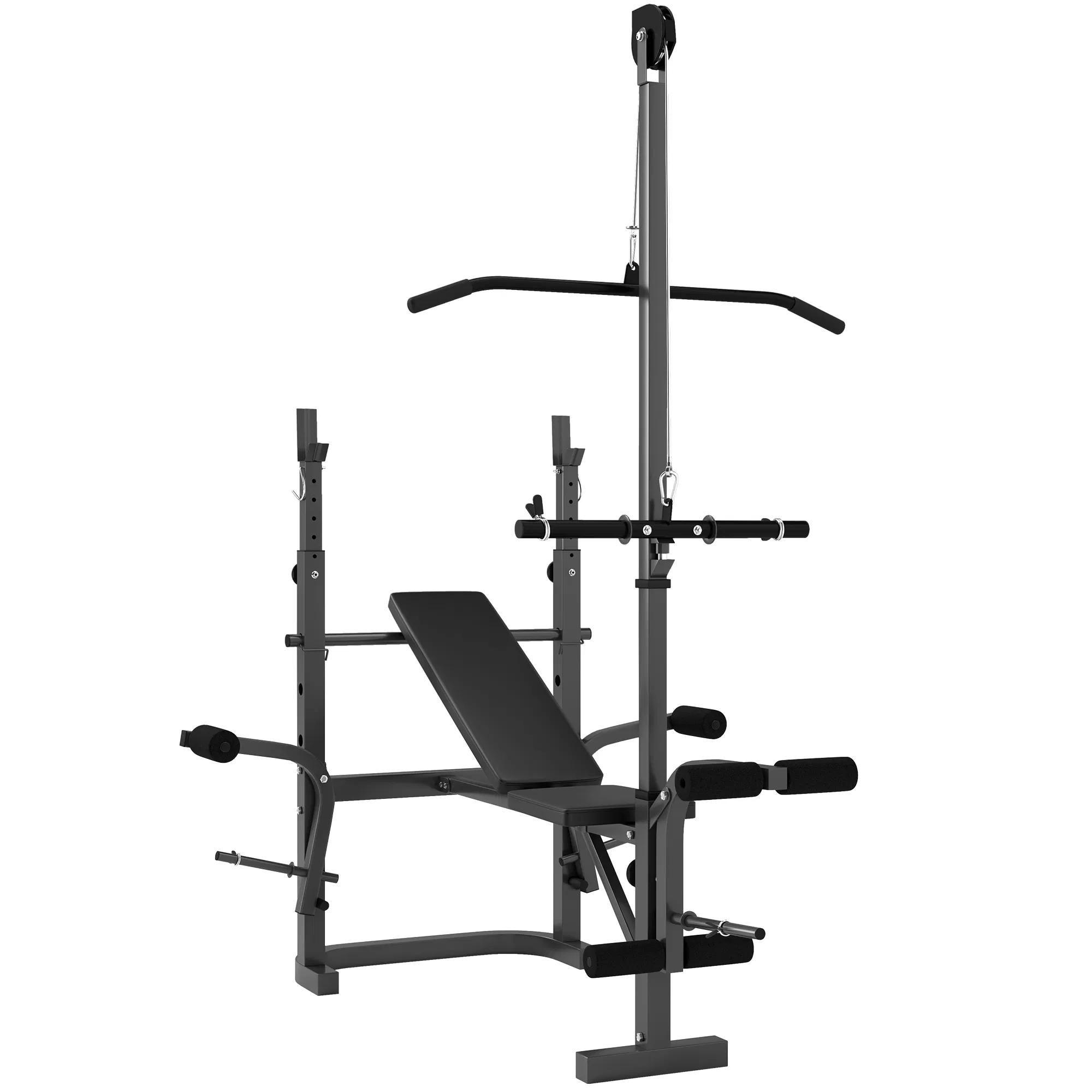 Adjustable Weight Bench with Press Rack, Preacher Curl & Lat Pull Down photo 1