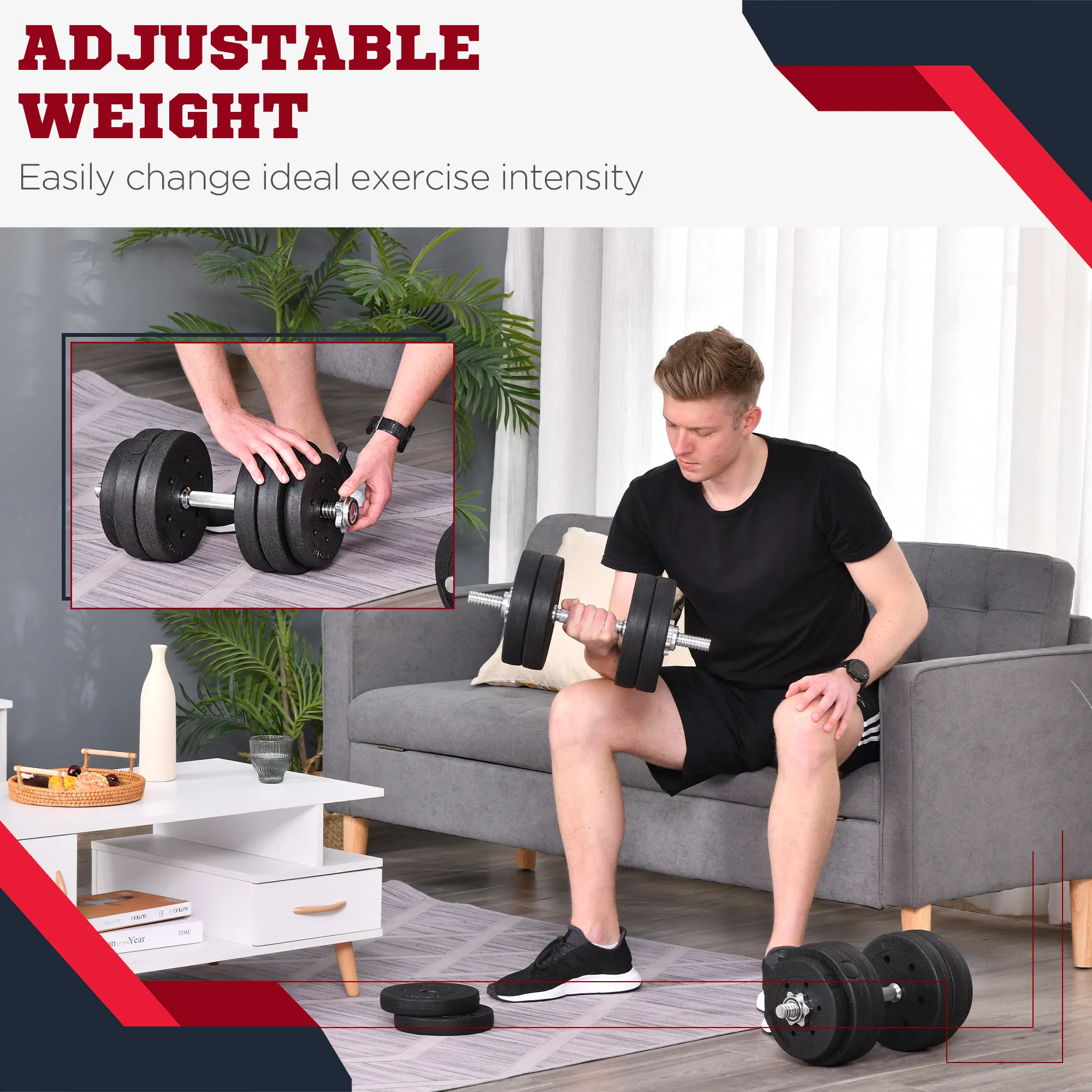 66 lbs Adjustable Dumbbells Weight Set Dumbbell Hand Weight Barbell for Body Fitness Lifting Training for Home Office Gym, Black photo 2