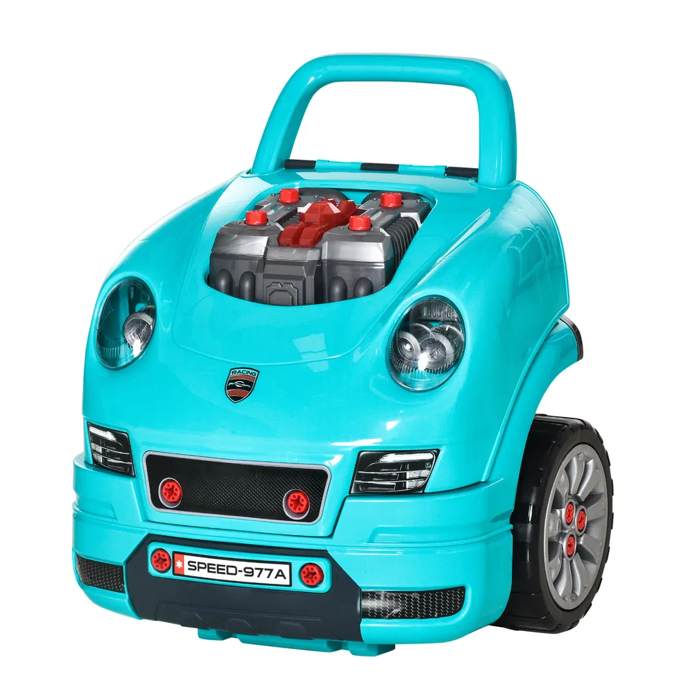 Mechanic Kids Truck Engine Toy Set, Car Service Play Set, Teal photo 7