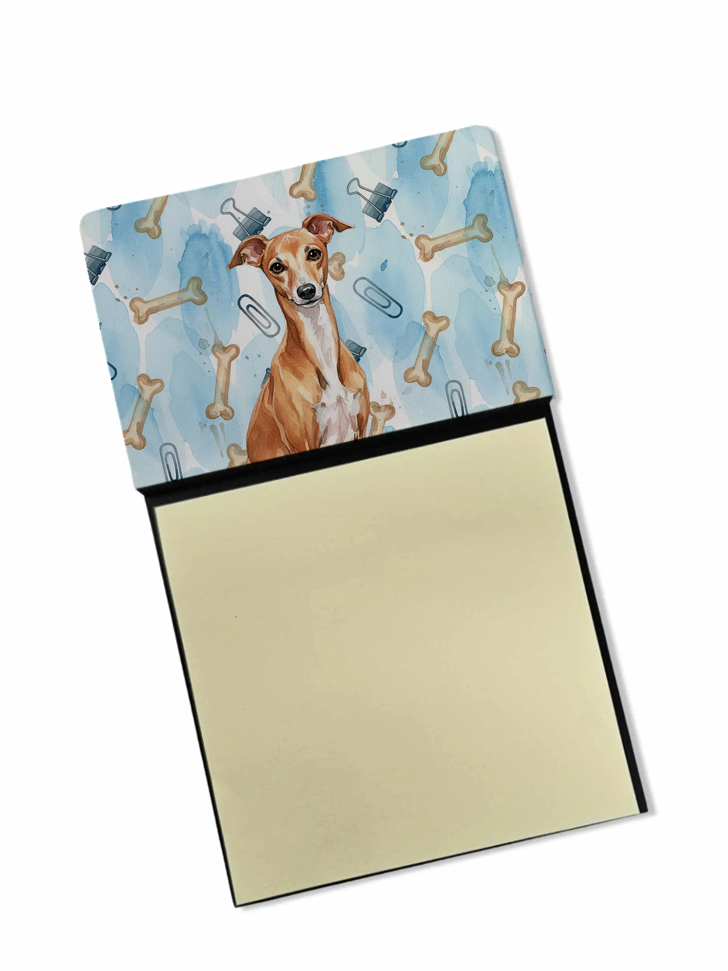 Red Italian Greyhound Coworker Watercolor Sticky Note Holder Refillable Dispenser Desk Accessory 3x3 Pad Gift photo 1