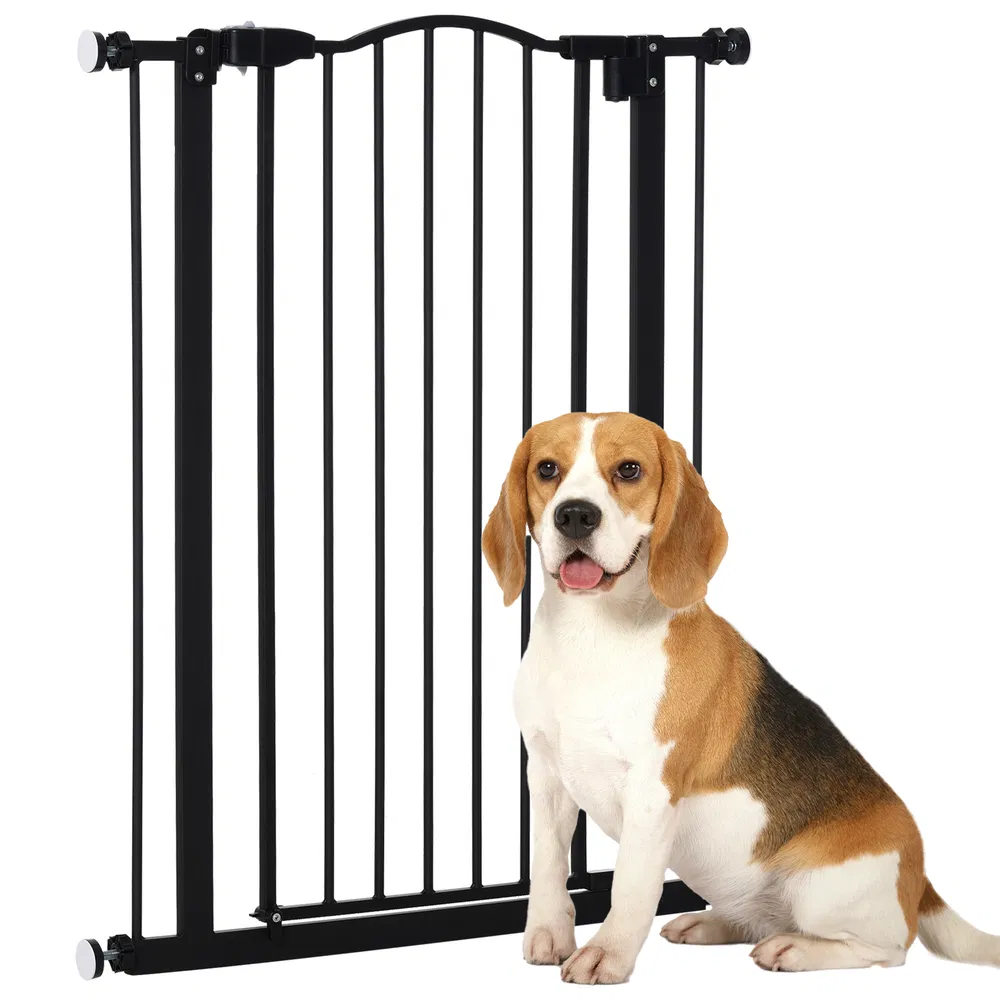 Extra Tall Dog Gate with Door, Pressure Fit, Auto Close, Double Locking for Doorways Hallways Stairs, 29"-32", Black photo 7