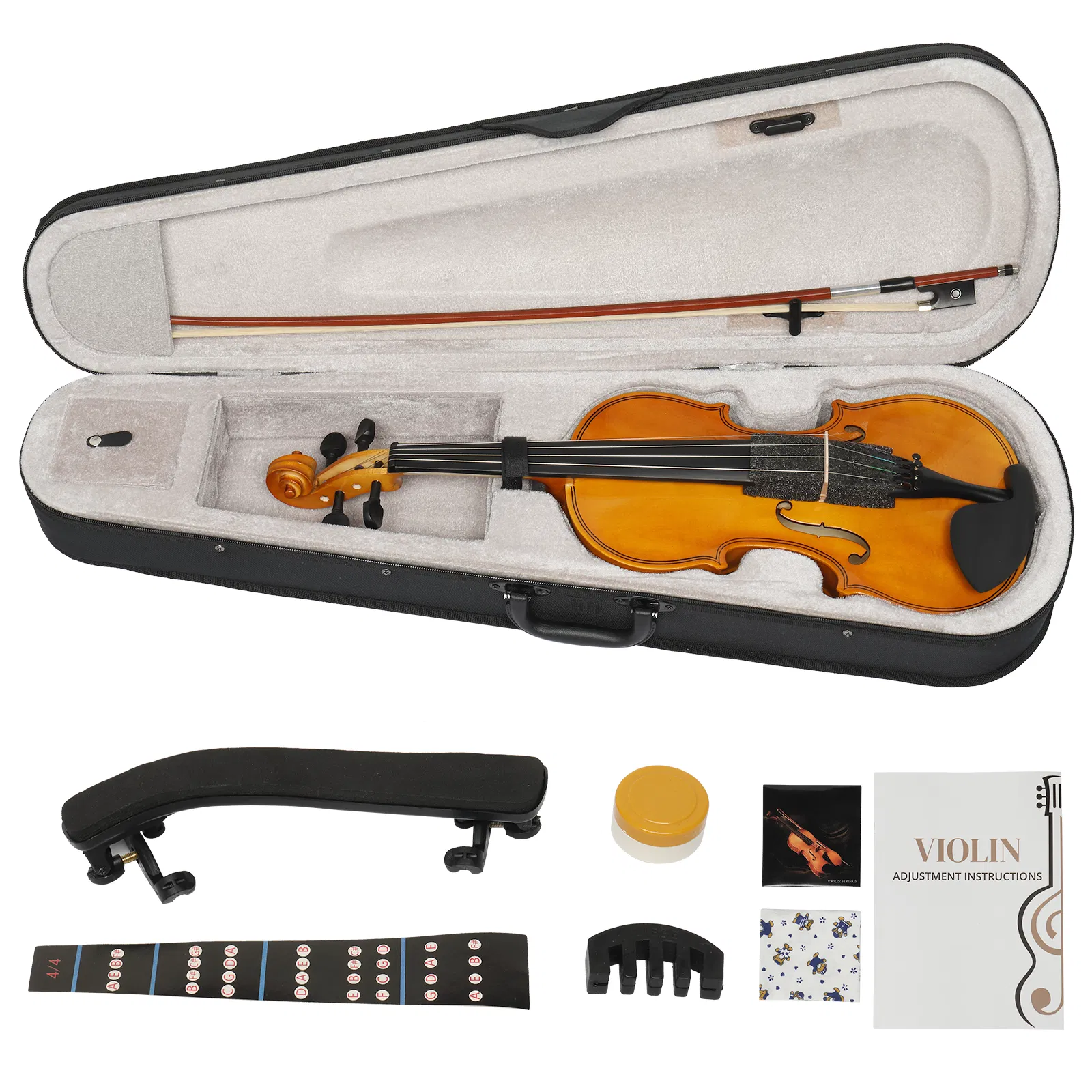 [Do Not Sell on AmazonFull Size 4/4 Violin Set for Adults Beginners Students with Hard Case,Violin Bow,Shoulder Rest,Rosin,Extra Strings and Sordine photo 4