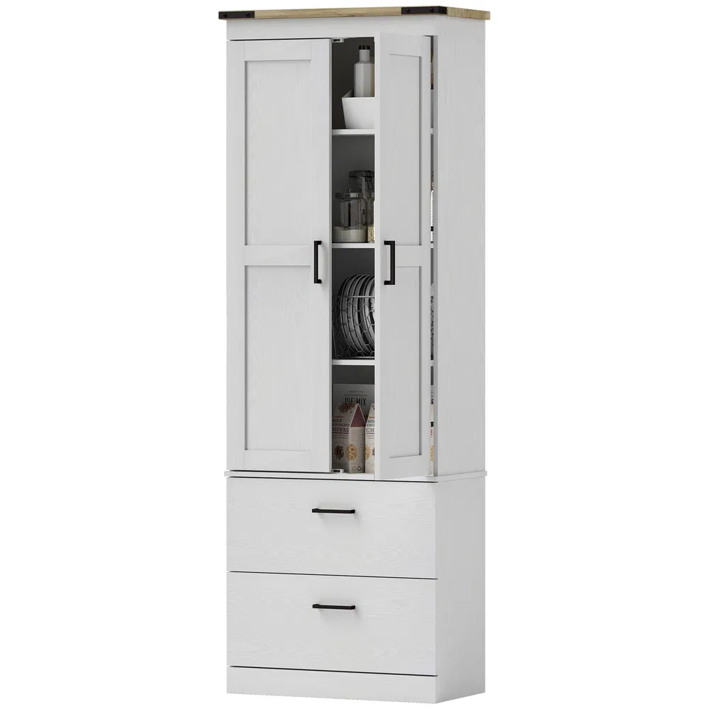 67" Tall Kitchen Pantry Storage Cabinet, Kitchen Pantry Cabinet with Doors, Drawers and Adjustable Shelves, Cream White photo 7