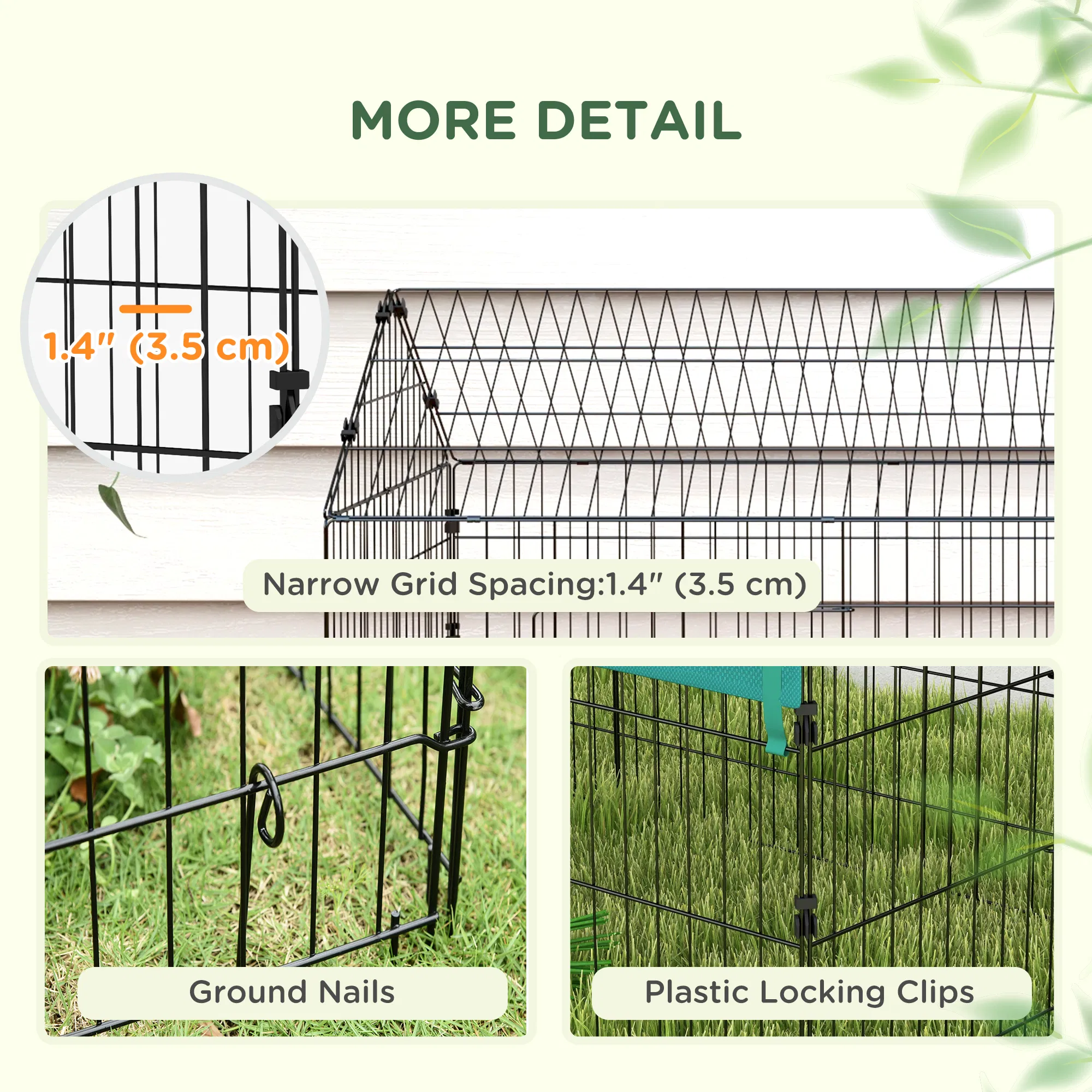 87" Small Animal Cage with Roof, Indoor/Outdoor Use, for Chicken, Rabbits, Chinchillas, Green photo 5