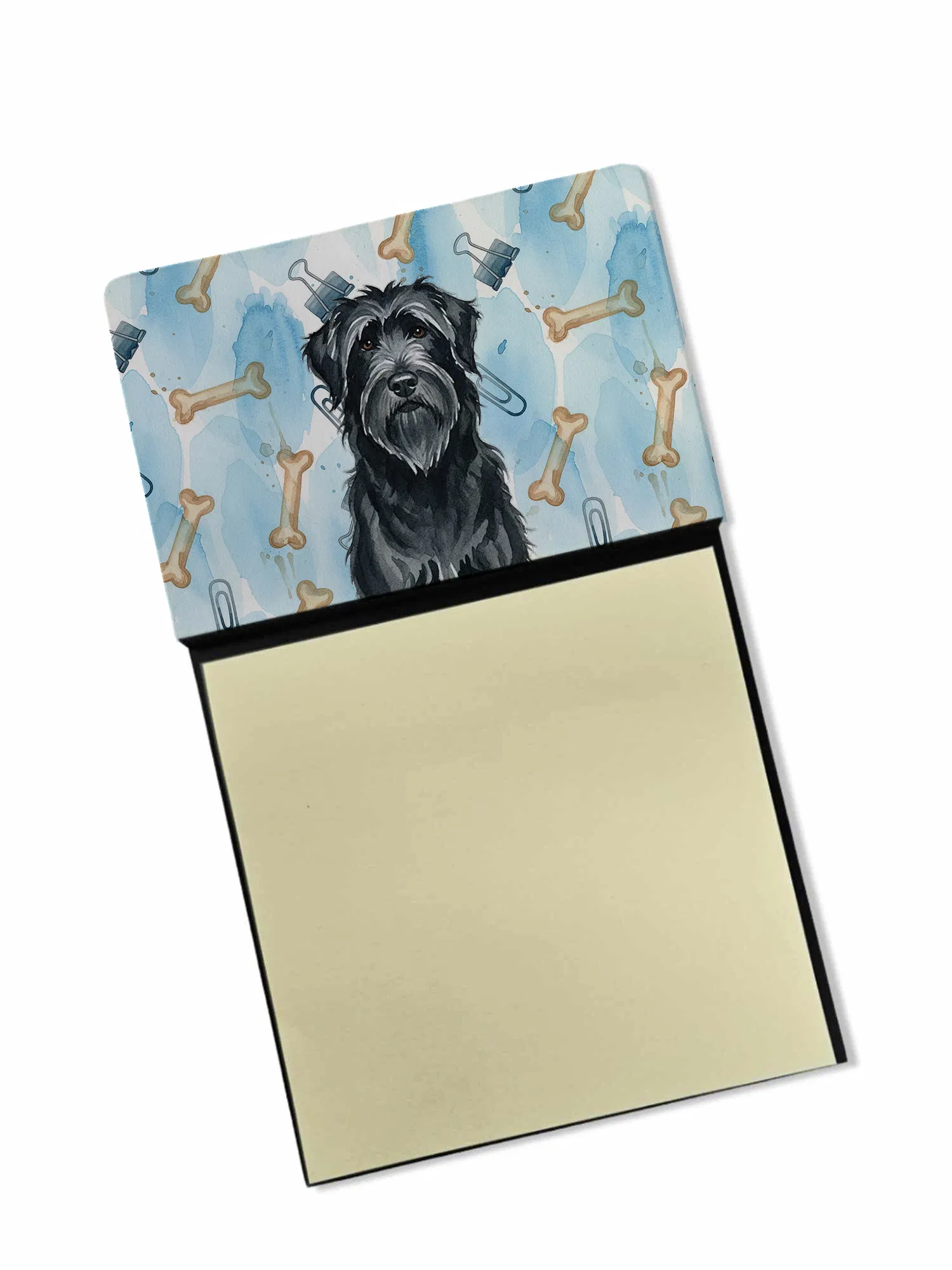 Black Briard Coworker Watercolor Sticky Note Holder Refillable Dispenser Desk Accessory 3x3 Pad Gift photo 1