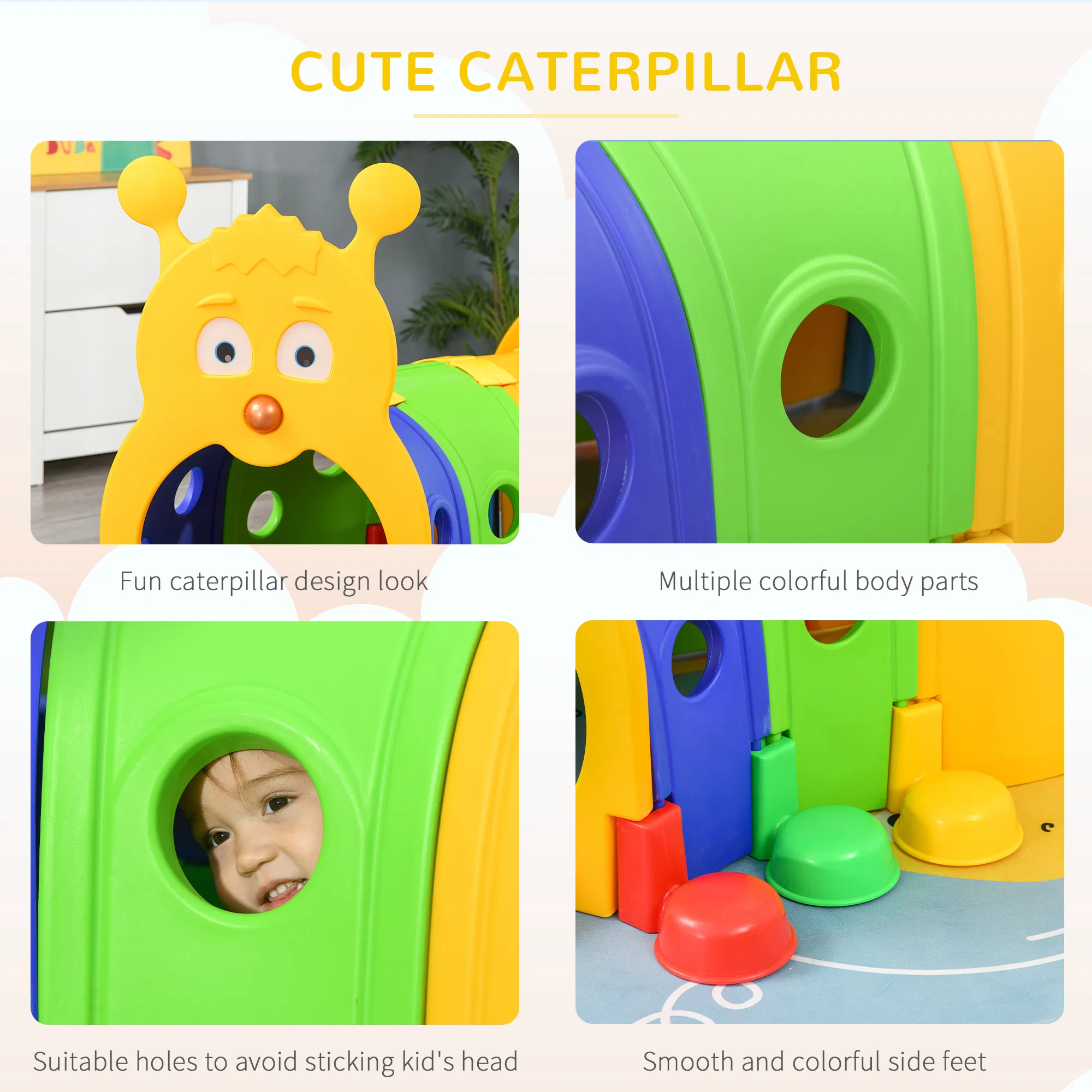 Lion Design Tunnel for Kids to Crawl Through, for 3-6 Years, Multicoloured photo 4