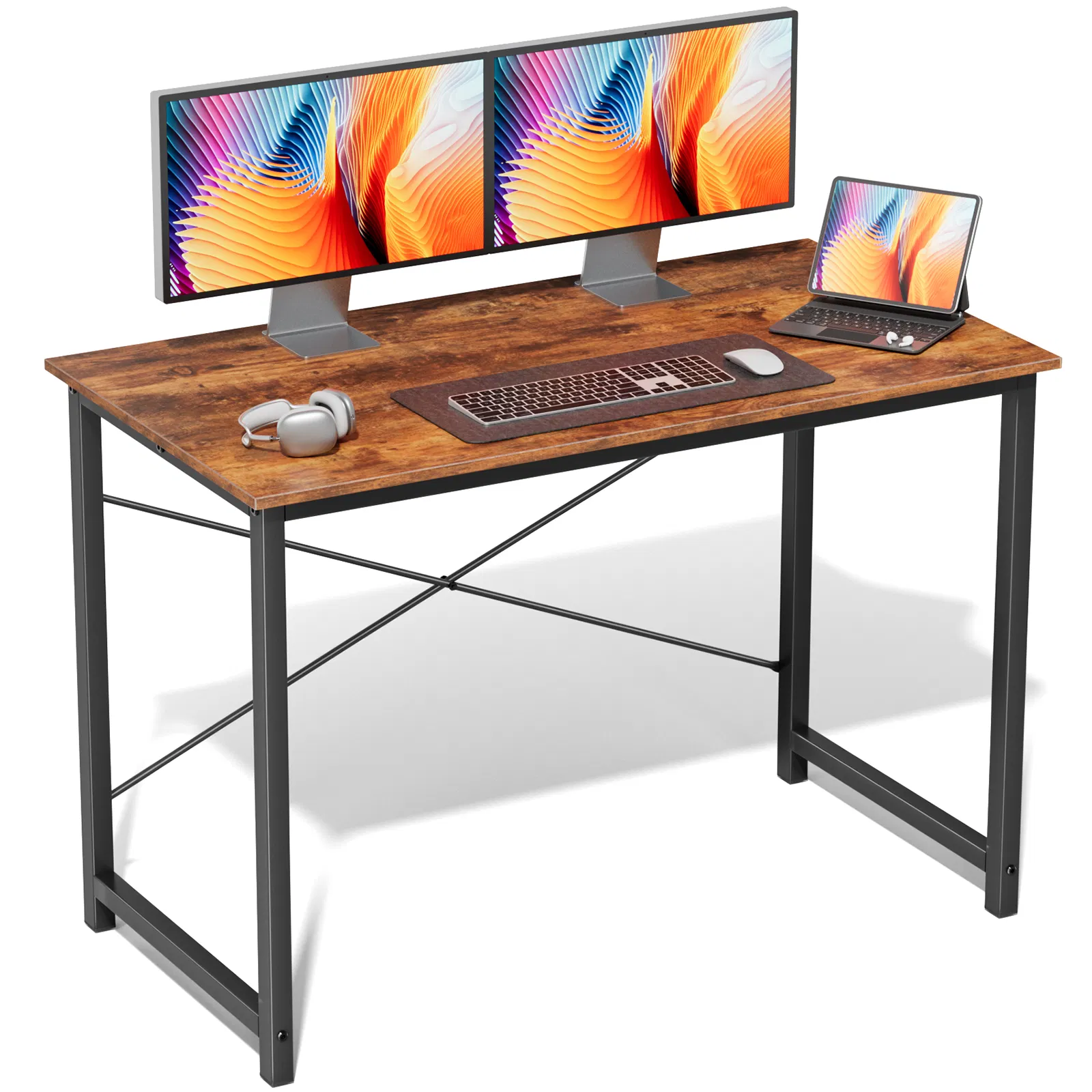 Computer Desk for Home Office, Modern Study Work Table Simple Style for Bedroom, Writing Desks with X-Shaped Reinforcement photo 1