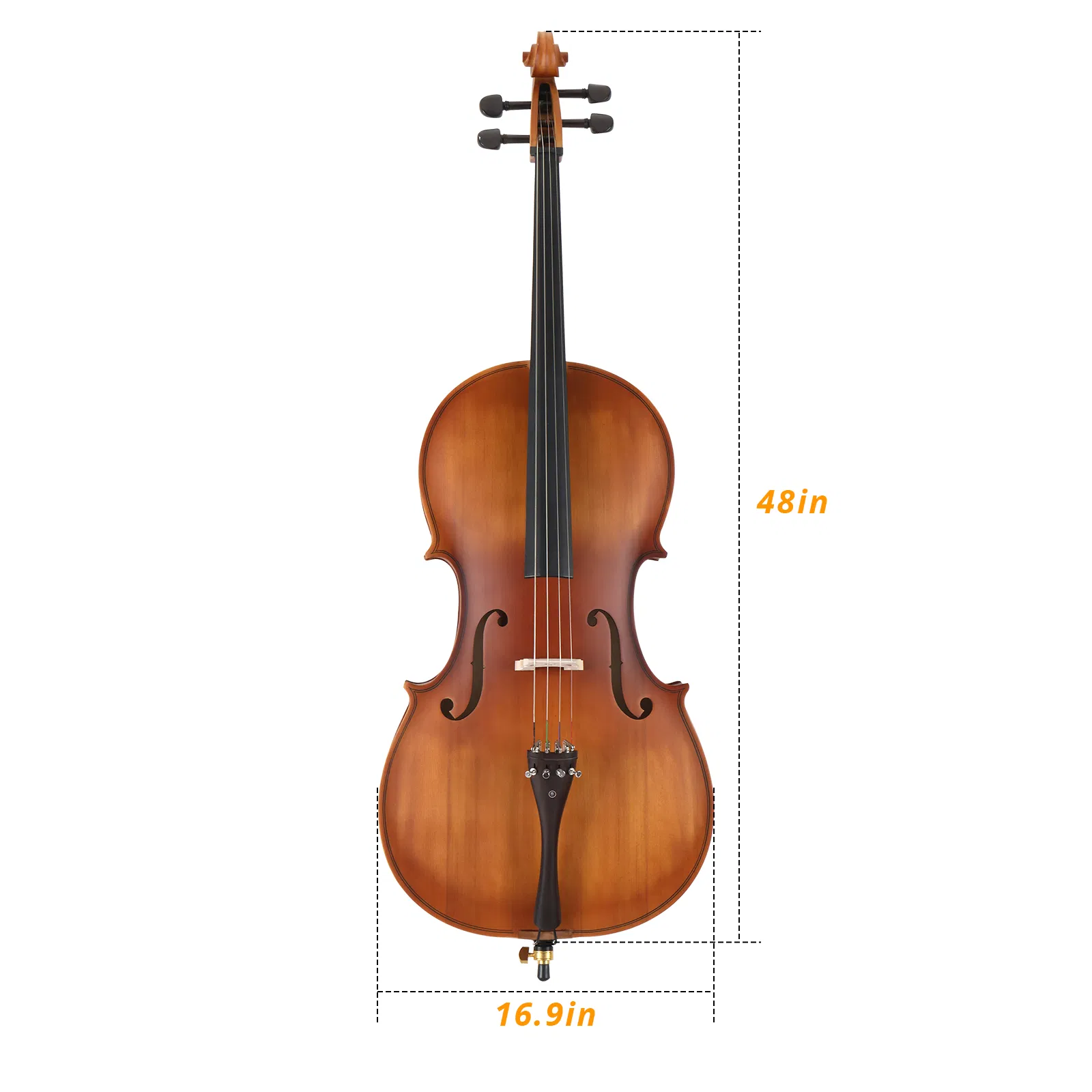 Full Side 4/4 Matte Natural Color Spruce Panel Cello with Bag Bow Rosin Bridge Strings photo 3