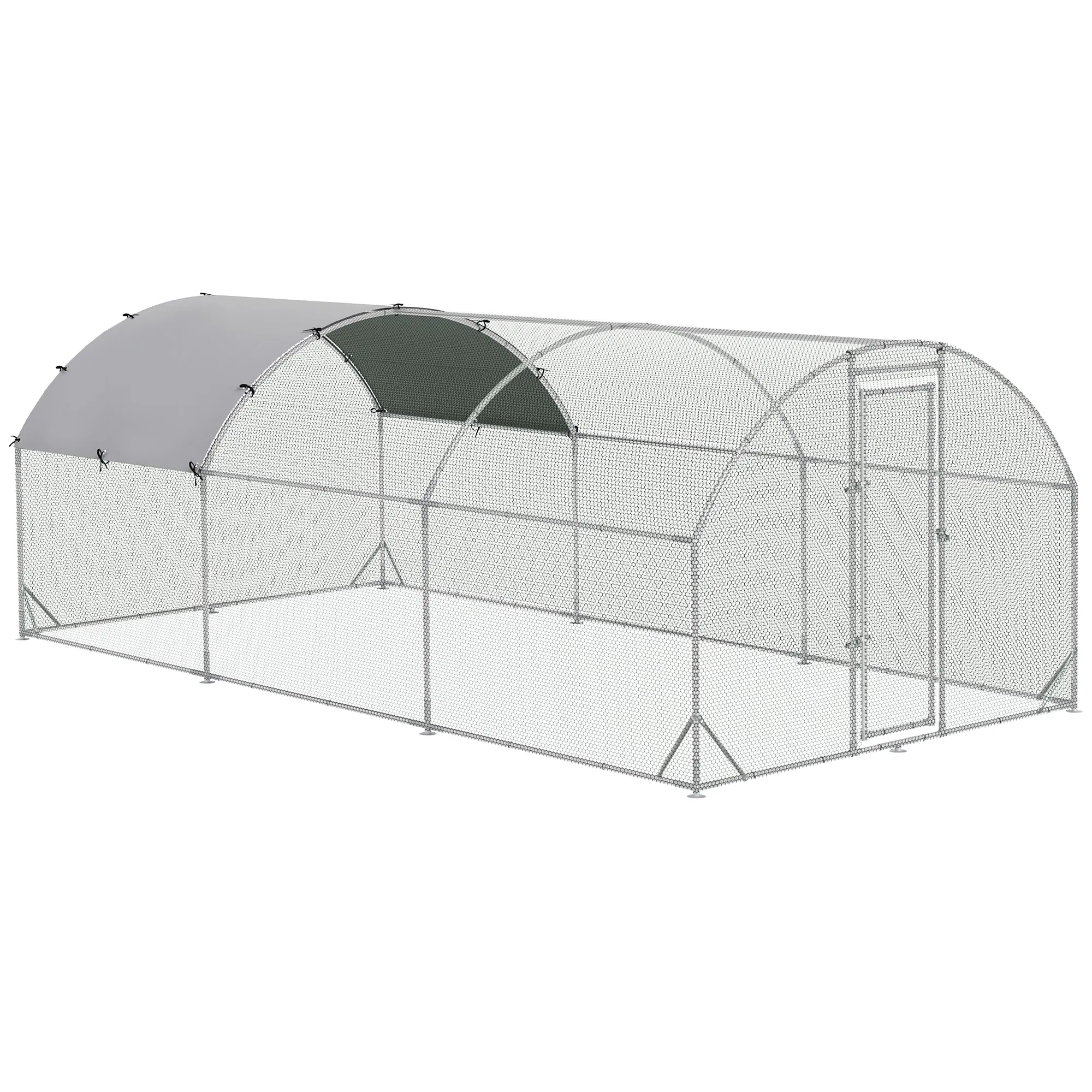 Galvanized Large Metal Chicken Coop Cage Walk-in Enclosure Poultry Hen Run House Playpen Rabbit Hutch with Cover for Outdoor Backyard 9.2' x 18.7' x 6.5' Silver photo 1