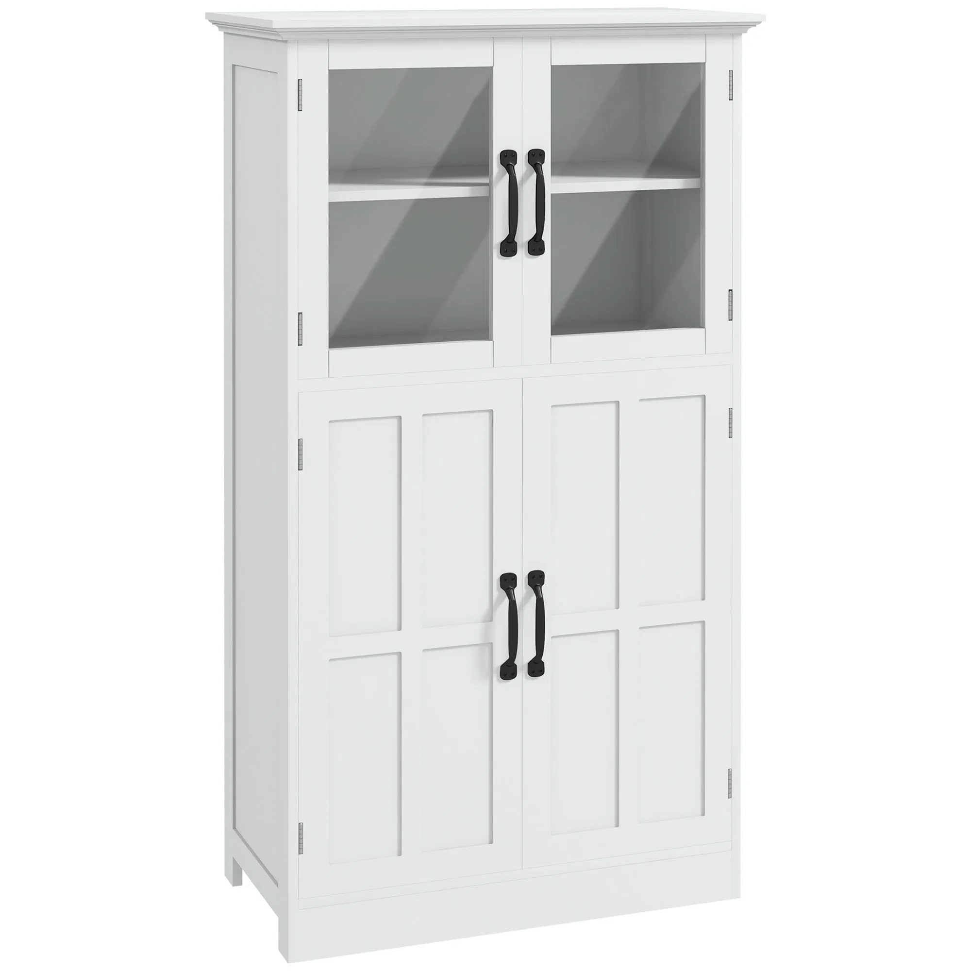 Modern Sideboard Cabinet, Freestanding Sideboards and Buffets with Glass Doors, 4-tier Shelving and Adjustable Shelves photo 1