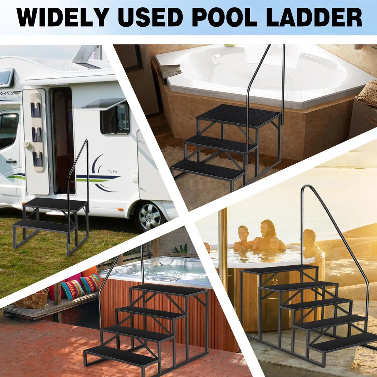 Swimming Pool Ladder Above Ground Pools,3 Step Stool Ladder with Handrails, 440 lb Capacity SPA Steps, Heavy Duty Hot Tub Steps for Home Outdoor, Stairs Deck photo 5