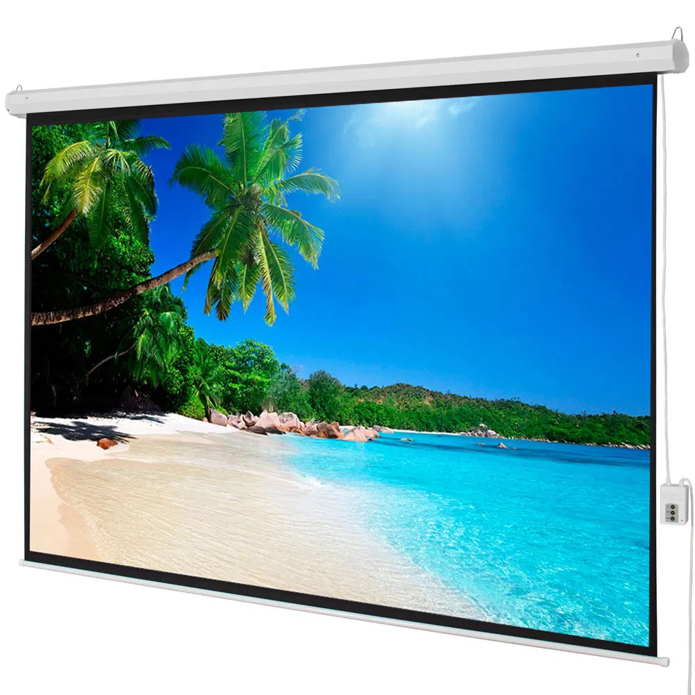 100" 4:3 80" x 60" Viewing Area Motorized Projector Screen with Remote Control Matte White photo 2