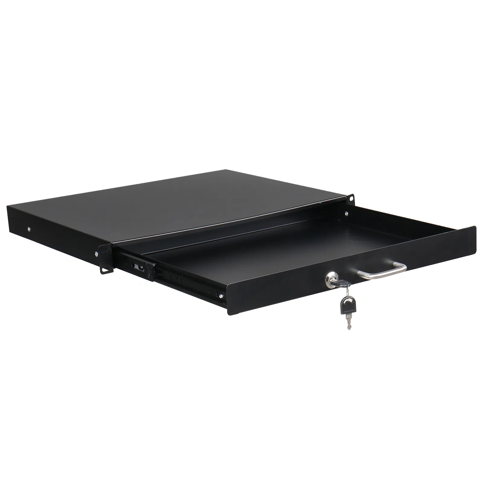 [Do Not Sell on Amazon]19" 1U Steel Plate DJ Drawer Equipment Cabinet with Keys Black photo 1