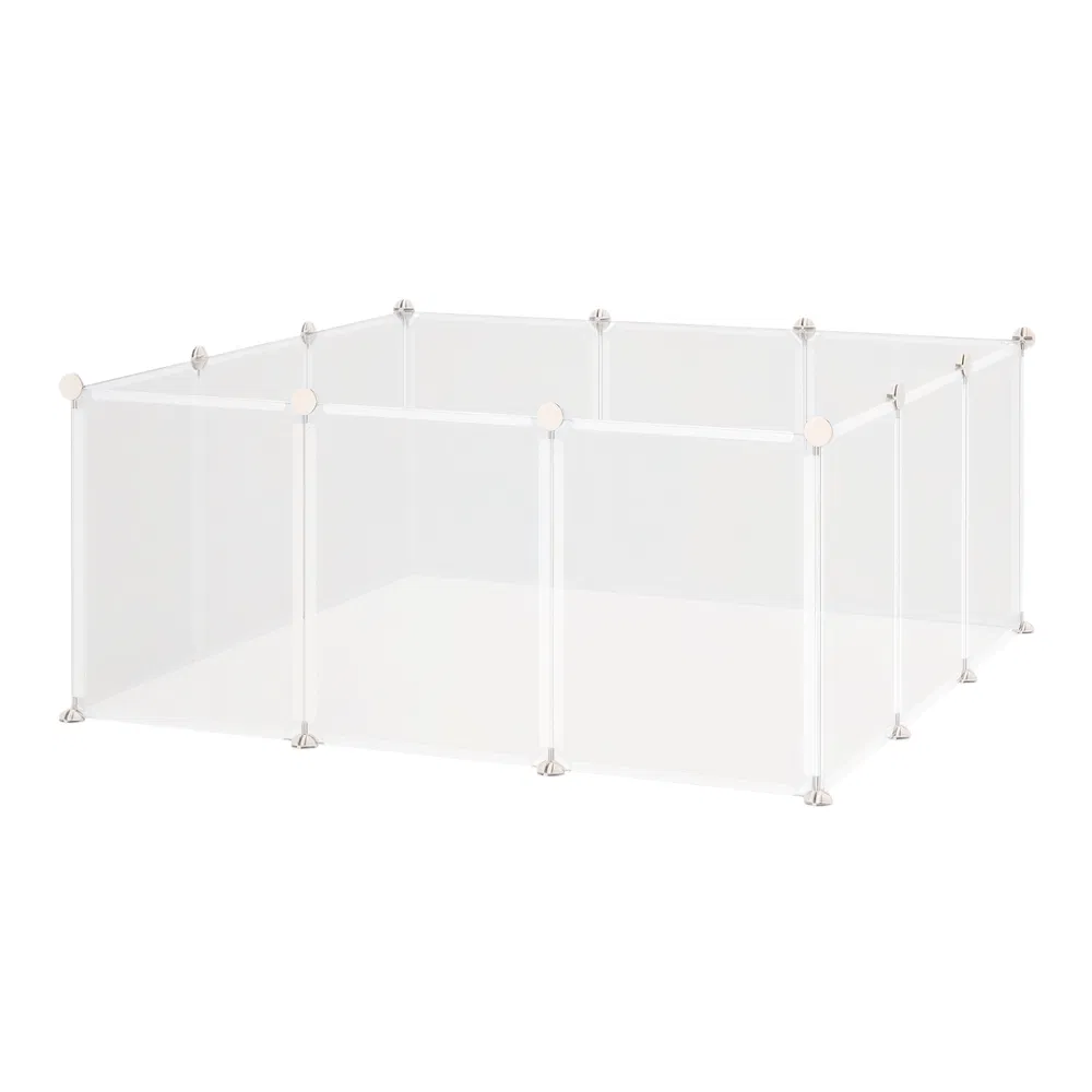 Small Animal Cage Plastic Chinchilla Cage 12 Panels for Bunny Chinchilla Guinea Pig, 18" x 14", White photo 7