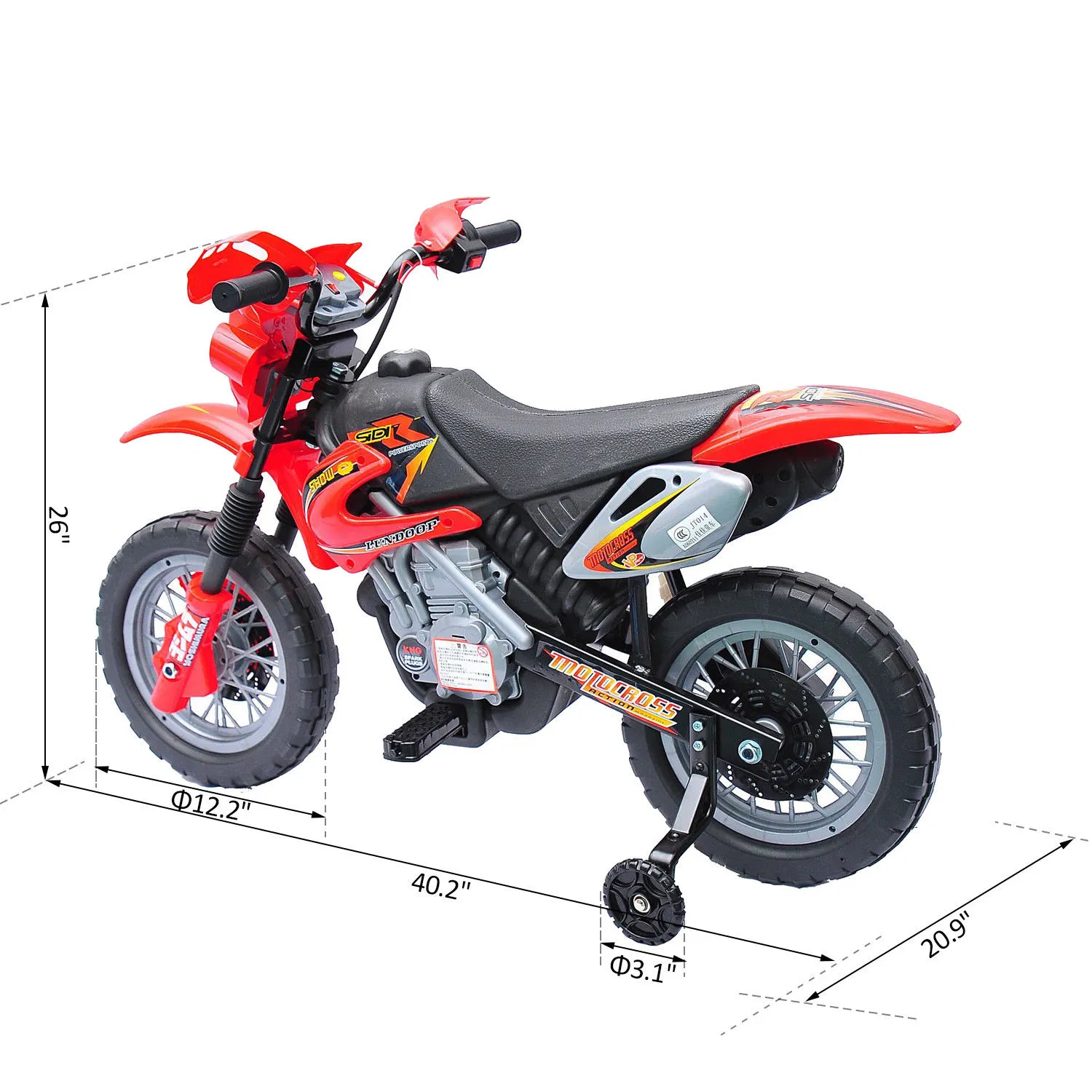 6V Kid Electric Ride On Motorcycle Powered Dirt Bike Battery Scooter For 3-6 Year Old Kids Toddlers W/ Training Wheels Red photo 2