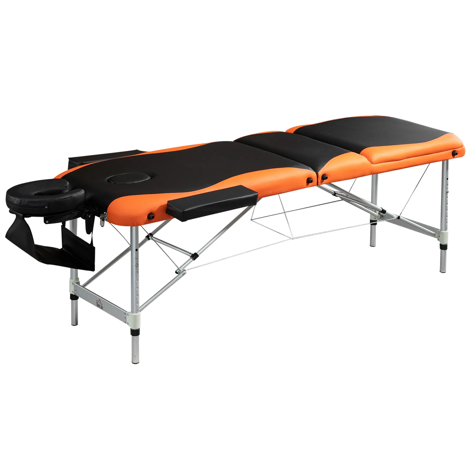 Portable Luxury: 73" 3 Section Foldable Salon Bed, Facial Couch in Black Orange for Spa Therapy Equipment photo 1