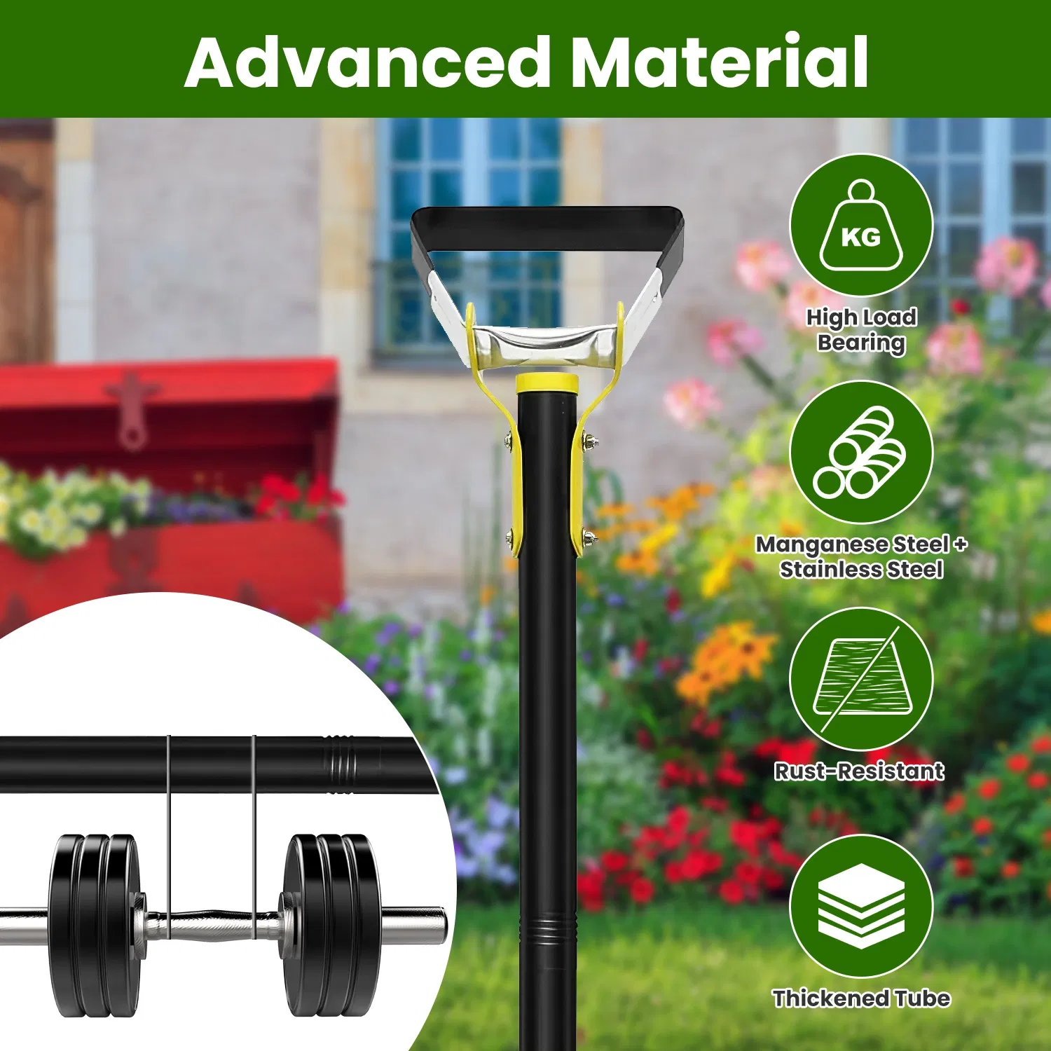 46.06in Adjustable Garden Hoe Handheld Stirrup Hula Hoe Scuffle Loop Hoe Gardening Weeder Cultivator Weeding Rake for Weeding/Loosening Soil photo 5
