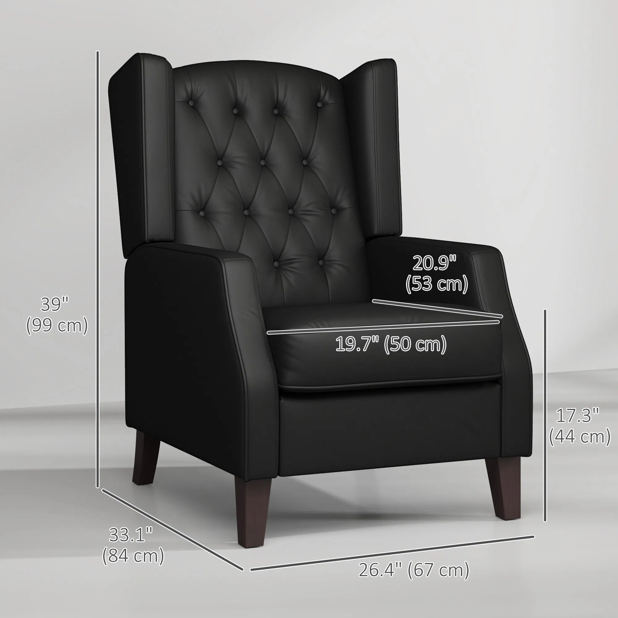 Faux Leather Armchair, Modern Accent Chair with Thick Padding for Living Room, Bedroom, Home Office, Black photo 2