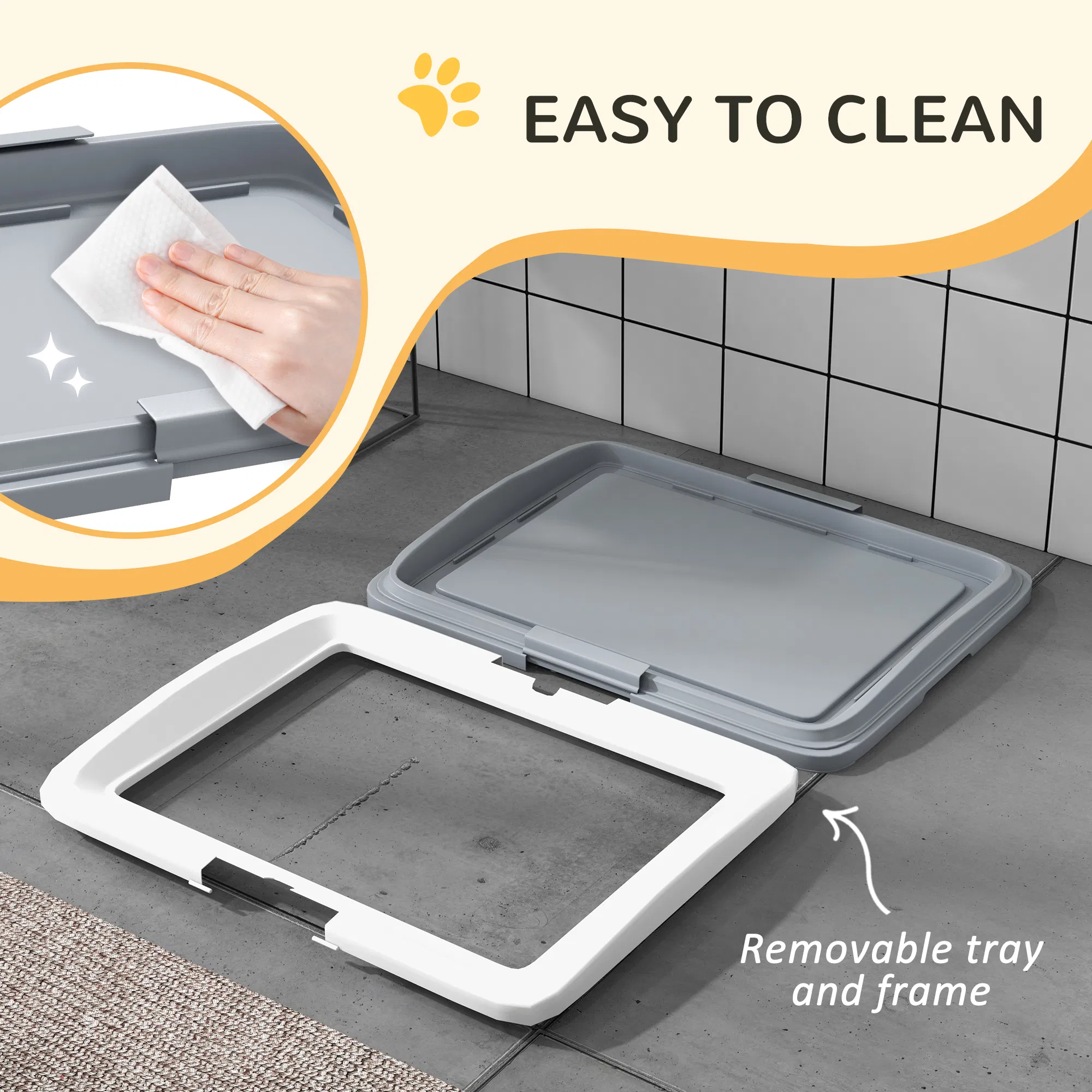 25" x 19" Pee Pad Holder, Dog Potty Tray for Indoor Outdoor, Easy to Clean Dog Training Toilet Pee Pad Tray, Grey photo 2