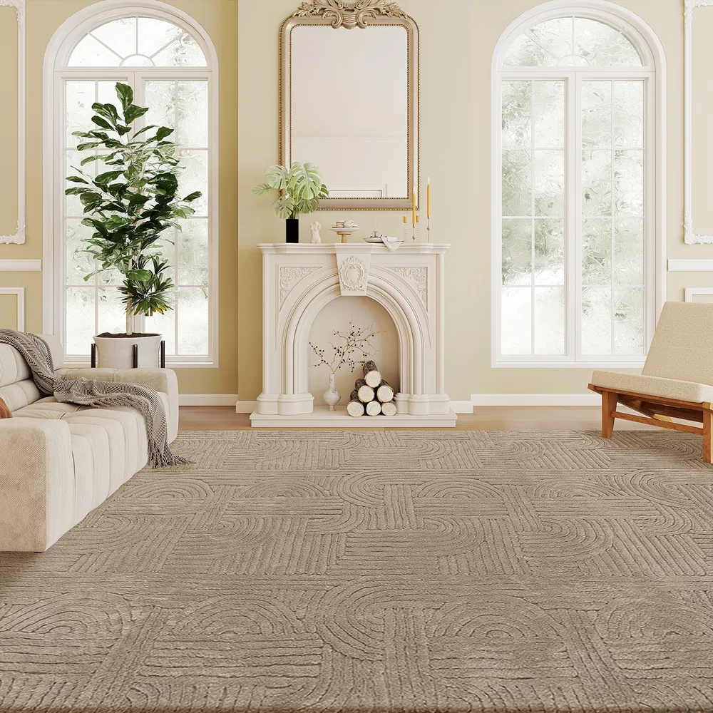 6x9 Area Rug, Luxurious Faux Fur Rug, Non-Slip Floor Carpet for Living Room, Bedroom, Dining Room, Tan photo 2