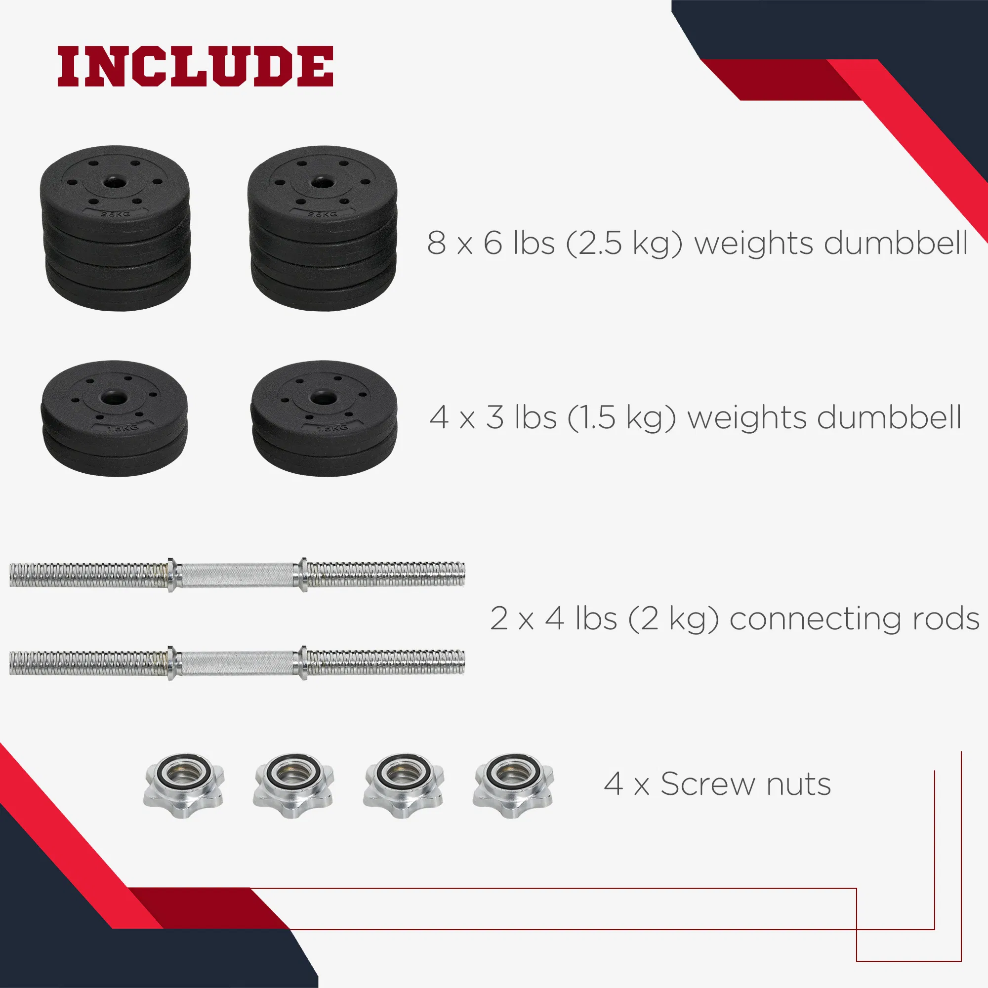 66 lbs Adjustable Dumbbells Weight Set Dumbbell Hand Weight Barbell for Body Fitness Lifting Training for Home Office Gym, Black photo 3