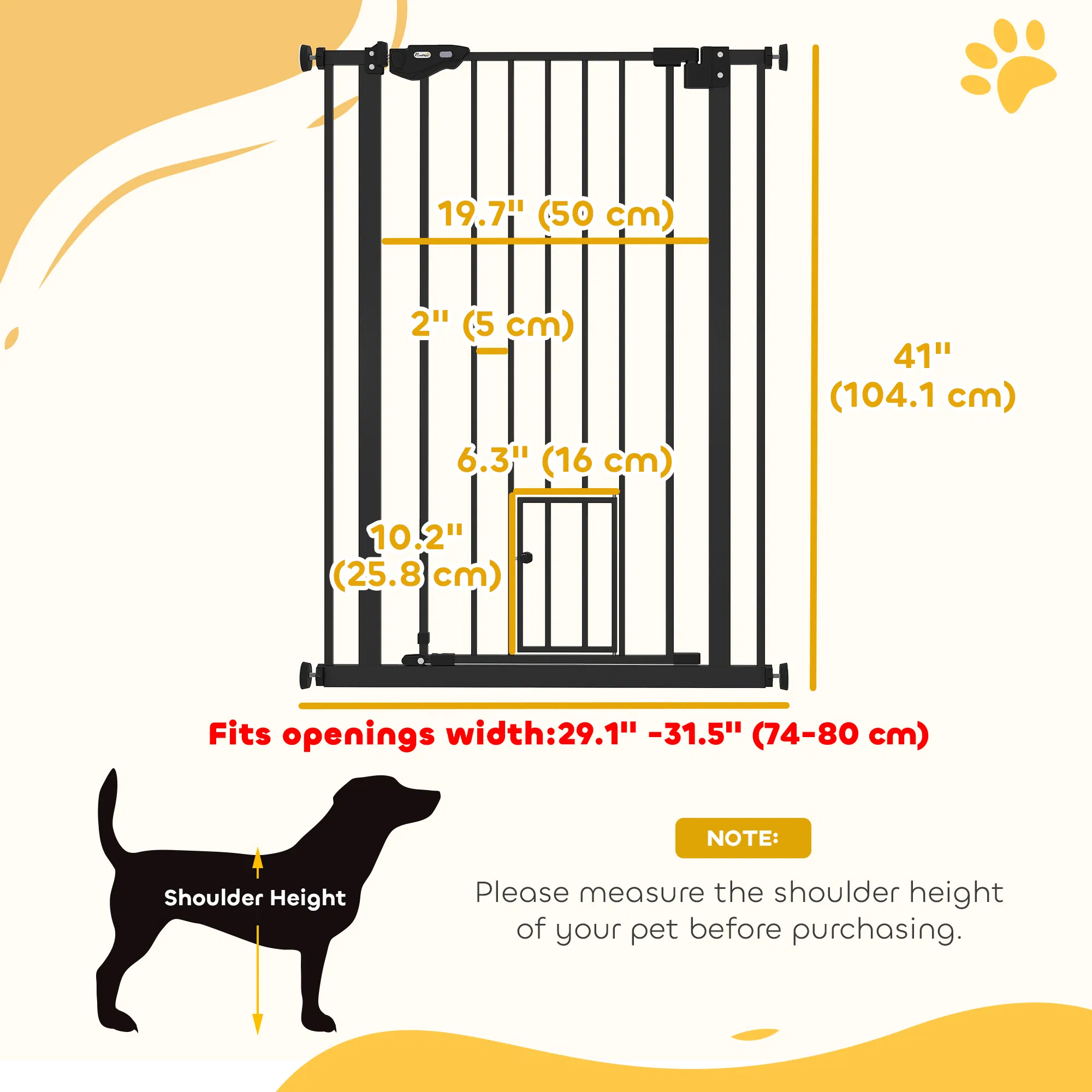 41" Easy Open Indoor Dog Gates for Doorways, House, Stair - Black photo 4
