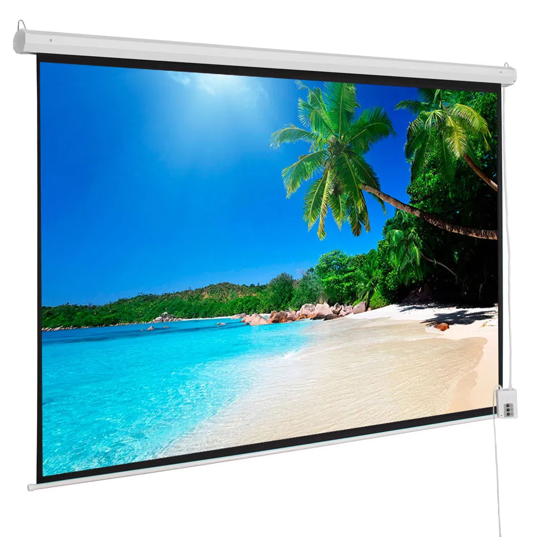 92" 16:9 80" x 45" Viewing Area Motorized Projector Screen with Remote Control Matte White photo 1