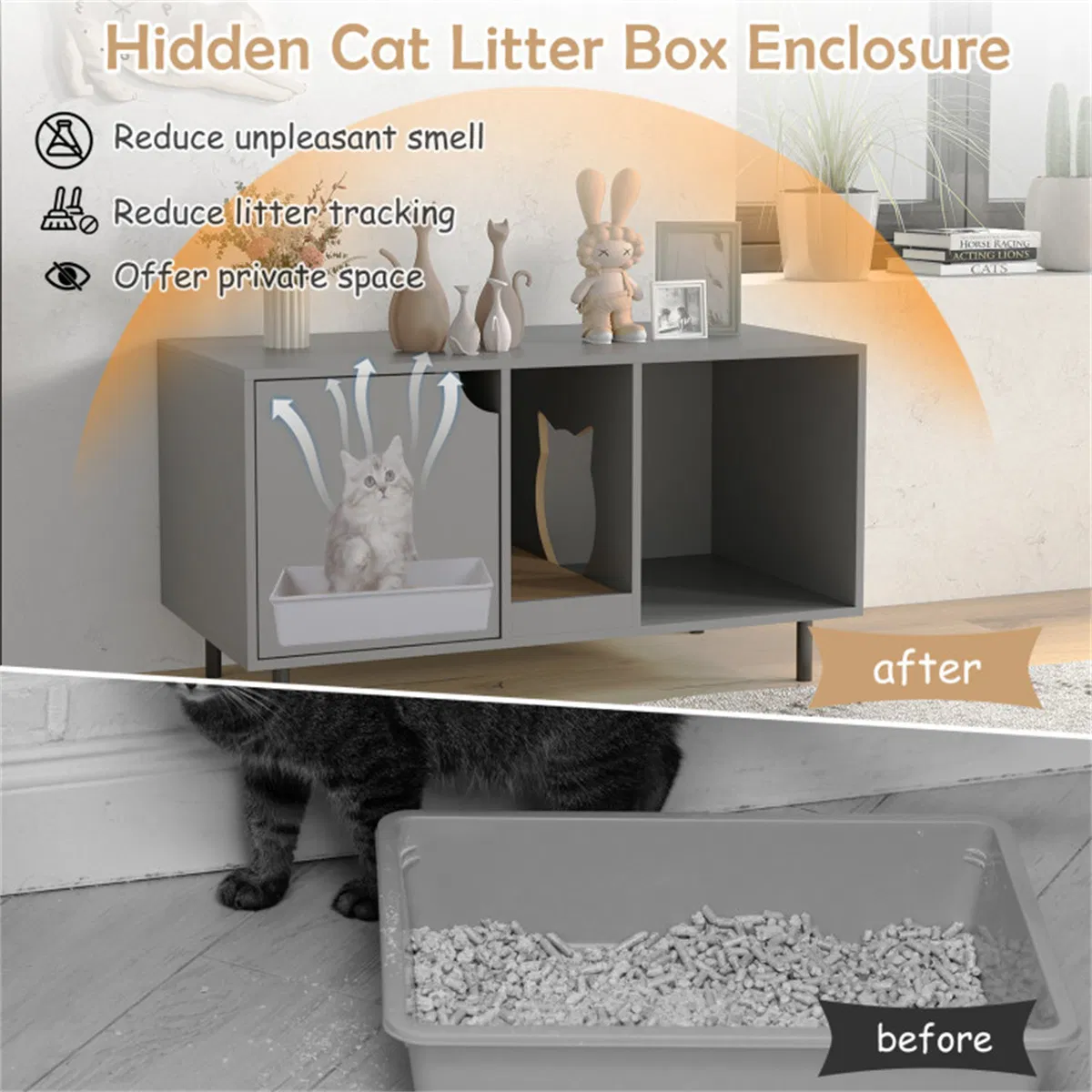 Gray Cat Litter Box Enclosure photo 7