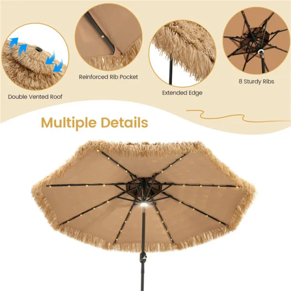 9 Foot Portable Beach Umbrella with Led Lights. photo 4