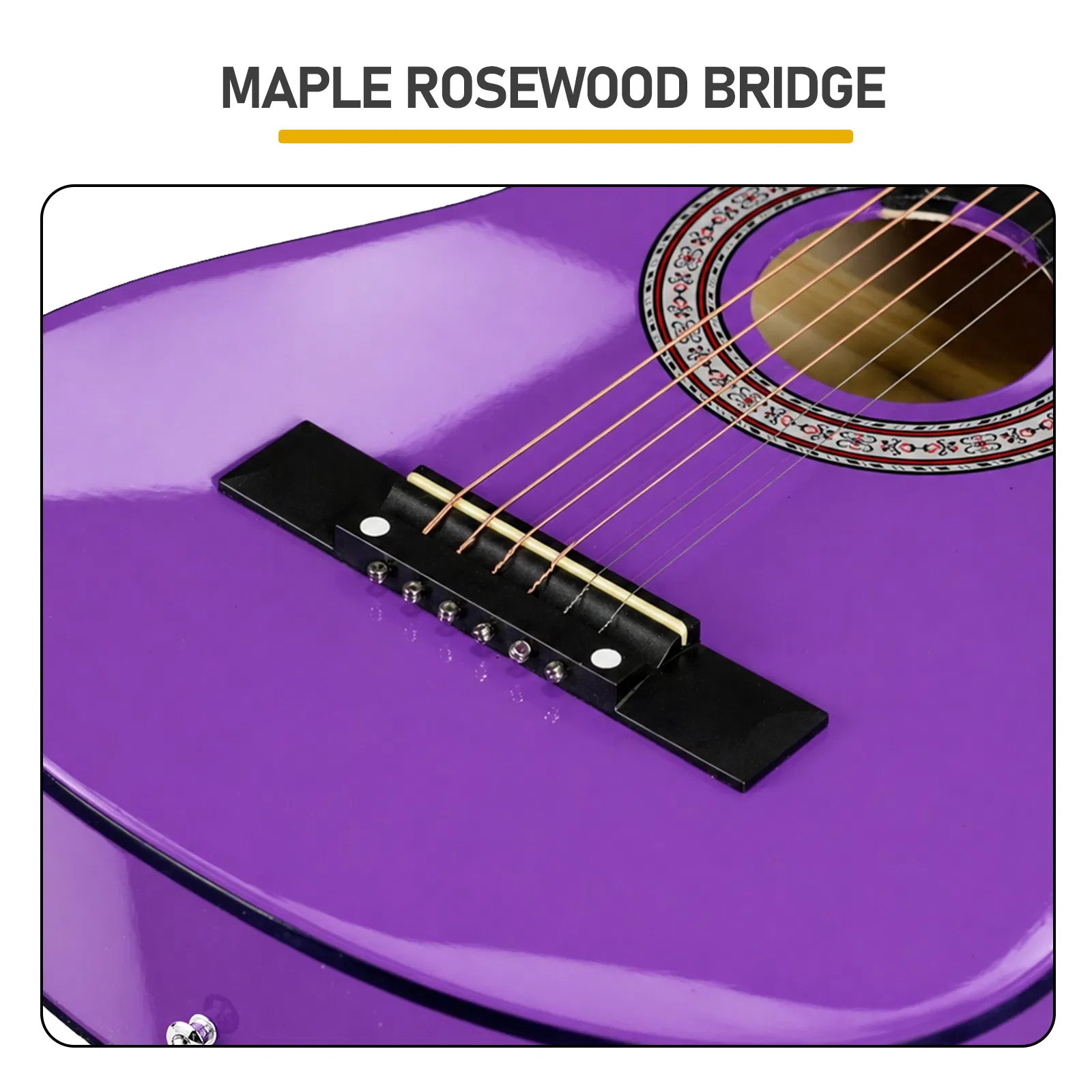 Purple 30-inch Round Acoustic Guitar with Picks, Strings, Capo, Case, Tuner, and Strap photo 2