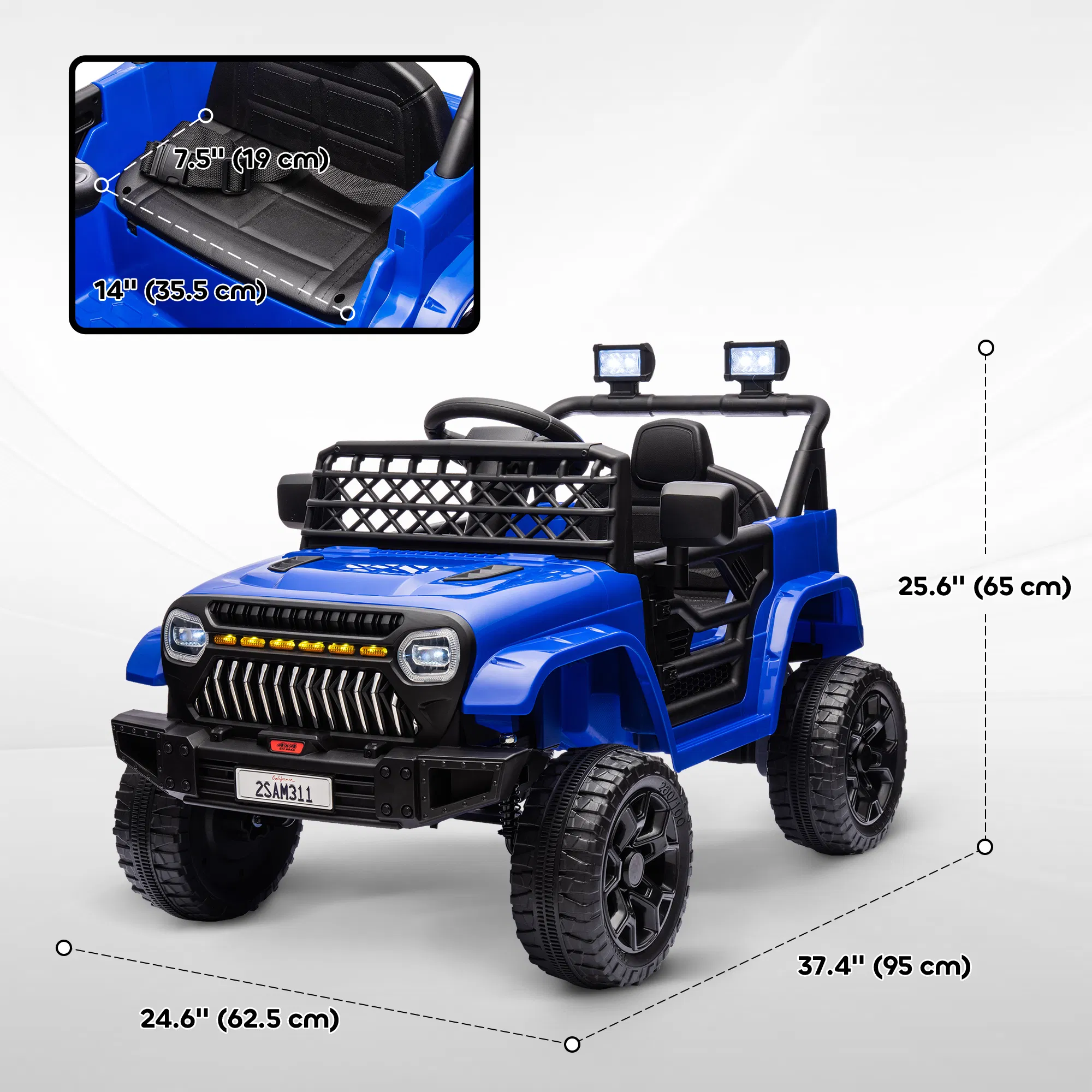 12V Ride on Truck, Electric Car for Kids with Remote Control, Suspension, 3 Speeds, USB Music Headlights, Dark Blue photo 6