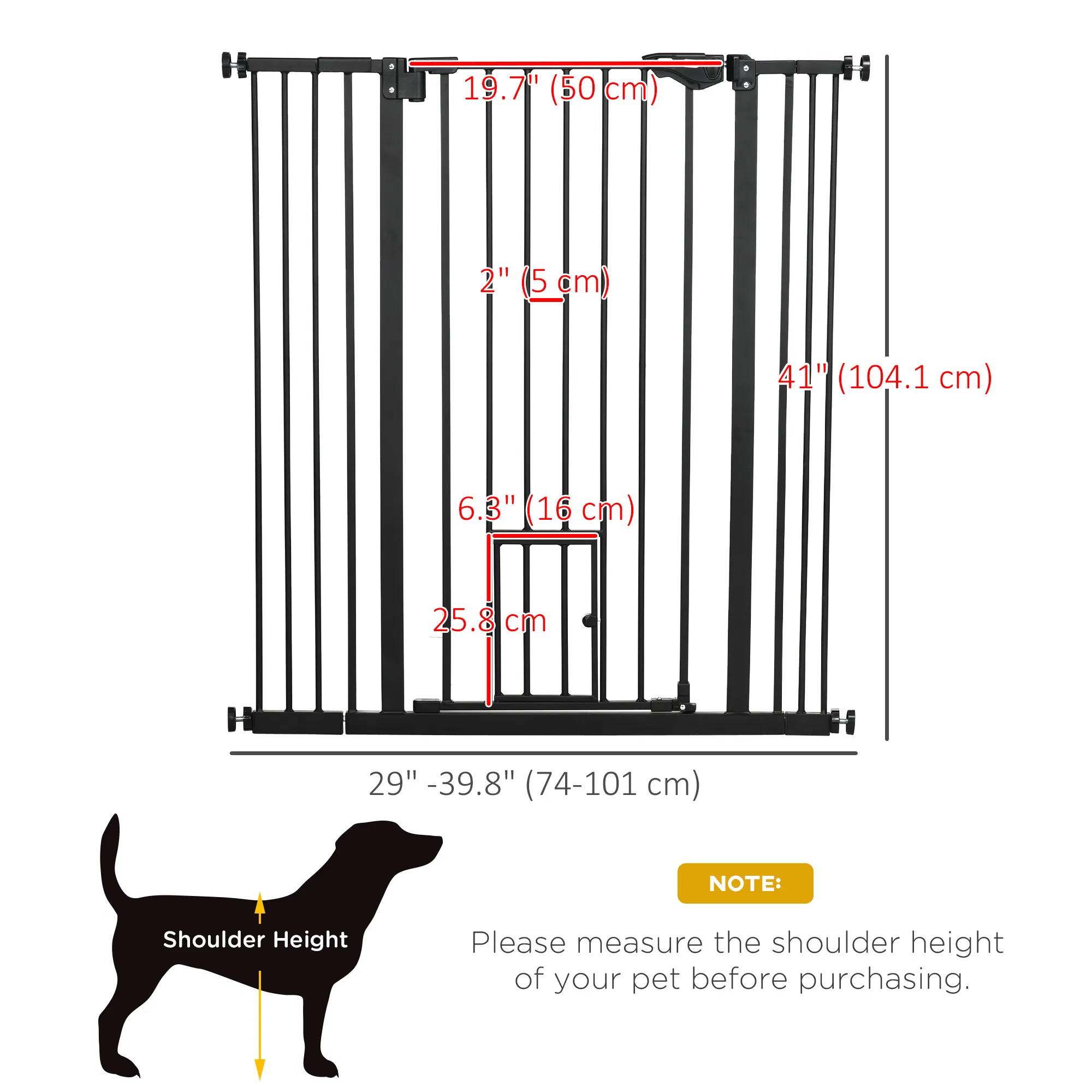41" Easy Open Indoor Dog Gates for Doorways, House, Stair - Black photo 4