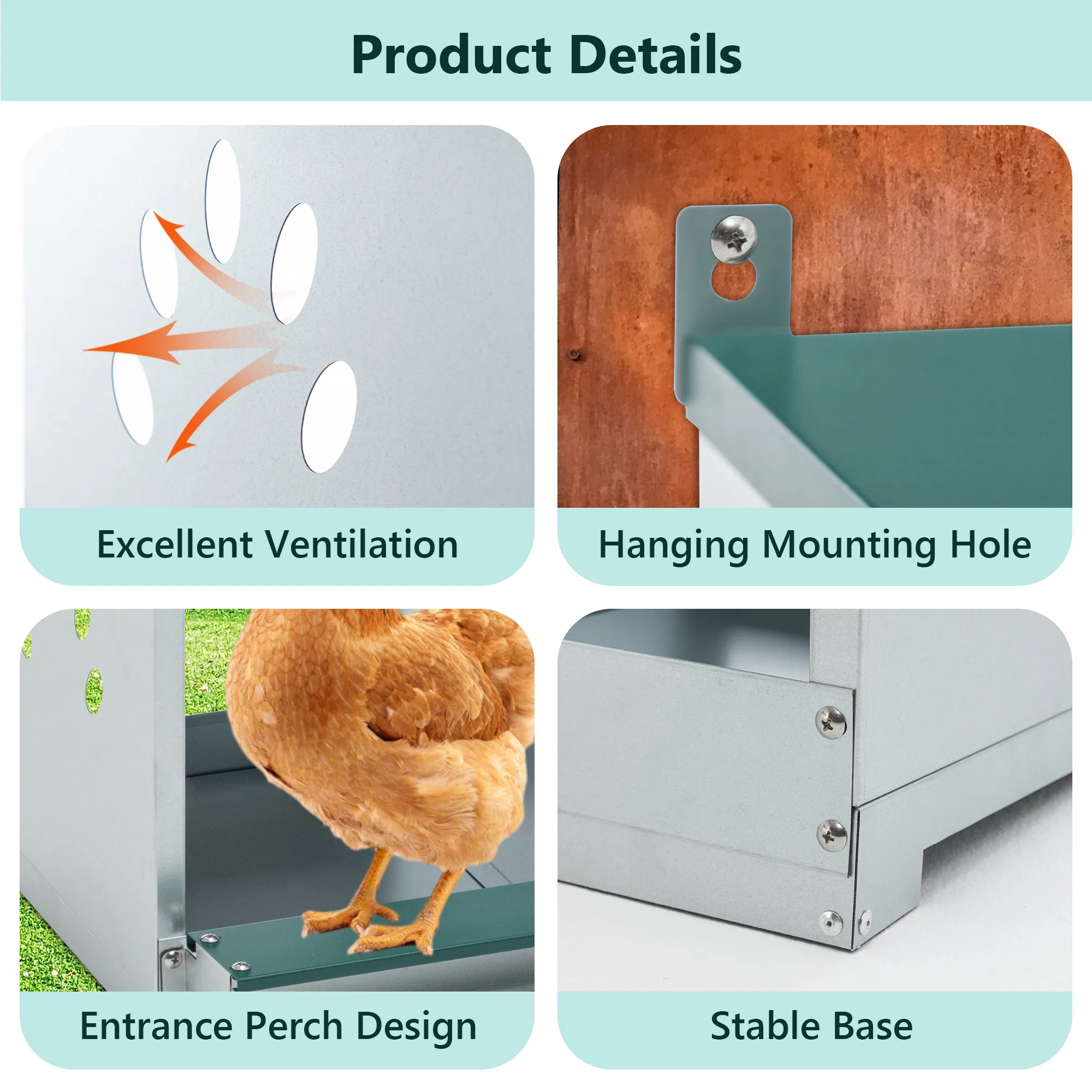 3 Room Metal Chicken Nesting Boxes 3 Compartment Egg Coop photo 2