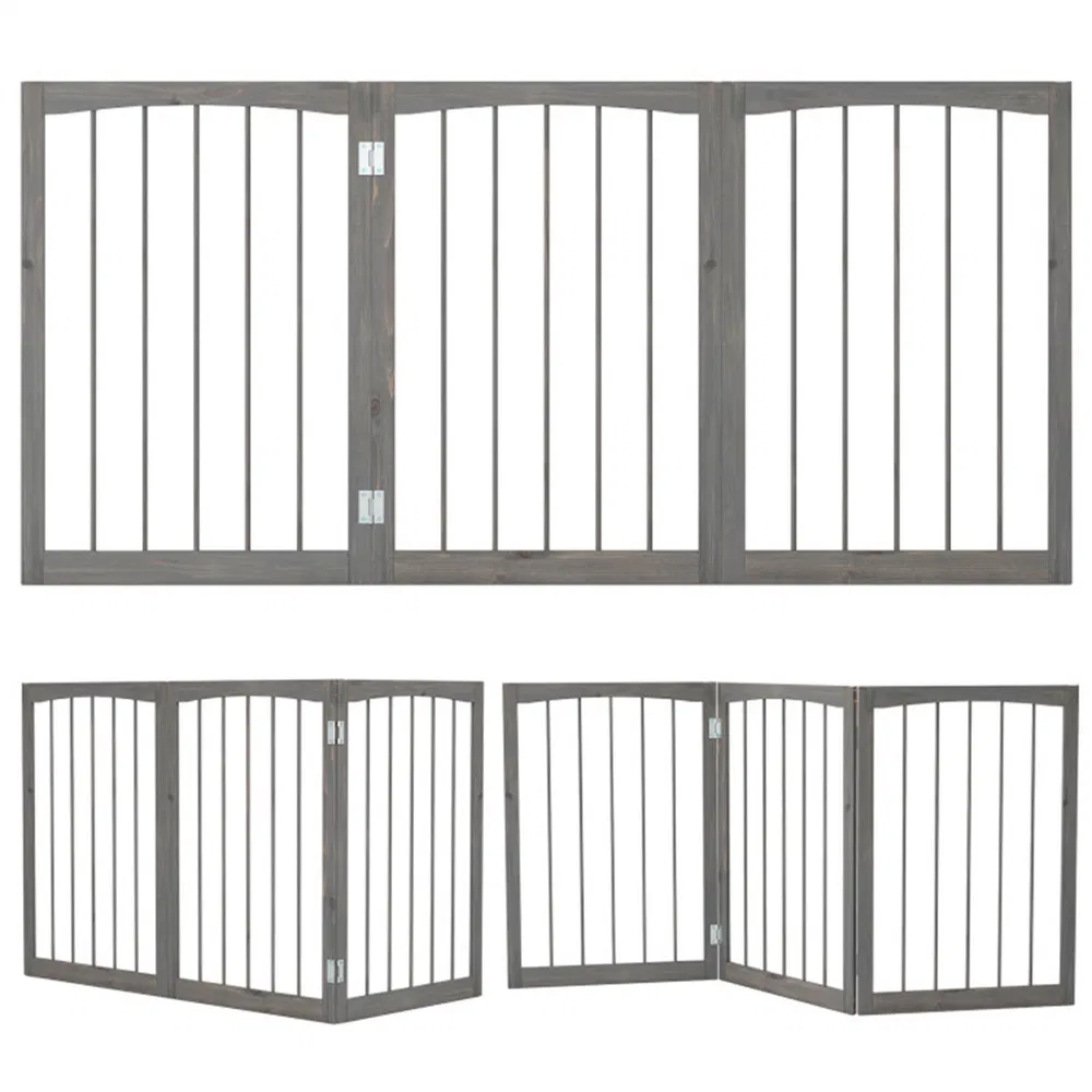 63" x 30" Gray Wooden Pet Fence photo 2
