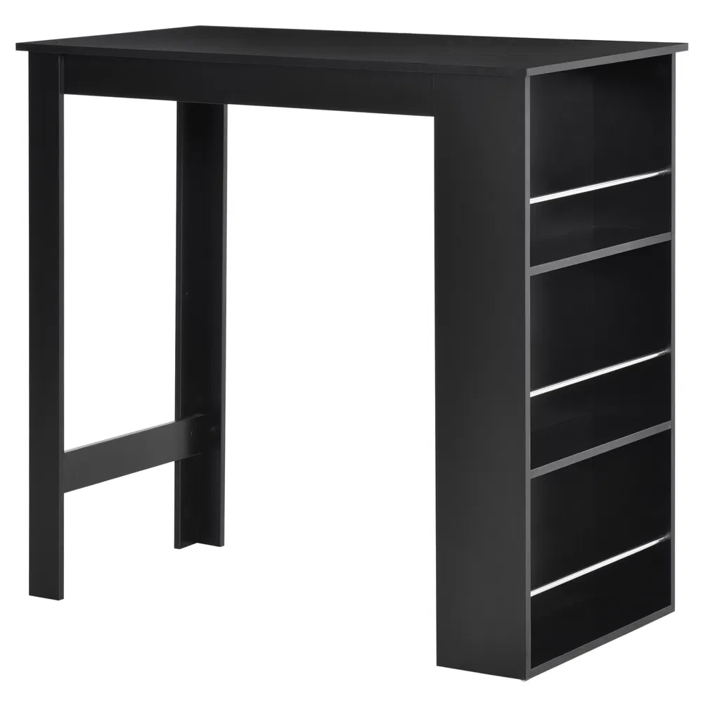 Bar Table Counter Height Dining Table with 3 Storage Shelves for Kitchen, Dining Room, Living Room, Black photo 7