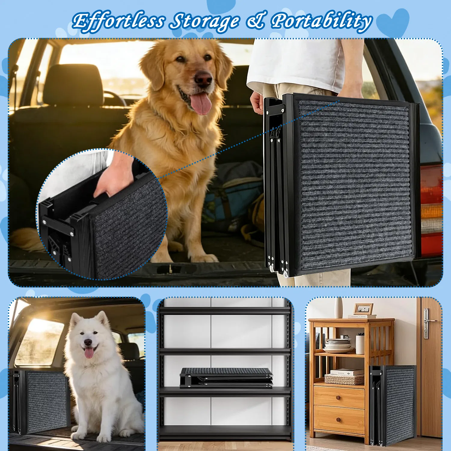 71" Long & 19" Wide Folding Dog Ramp for Car, SUV & Truck – Portable Pet Ramp with Non-Slip Surface, Extra Wide Steps photo 5