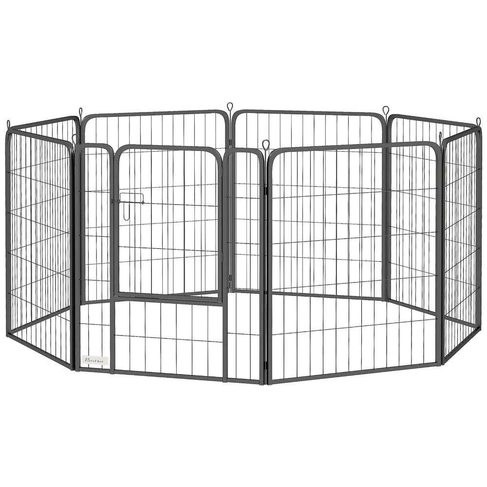 31.5" Dog Playpen Indoor Outdoor, Portable Foldable 8 Panels Pet Playpen with Door & Strap for Medium Dogs photo 7