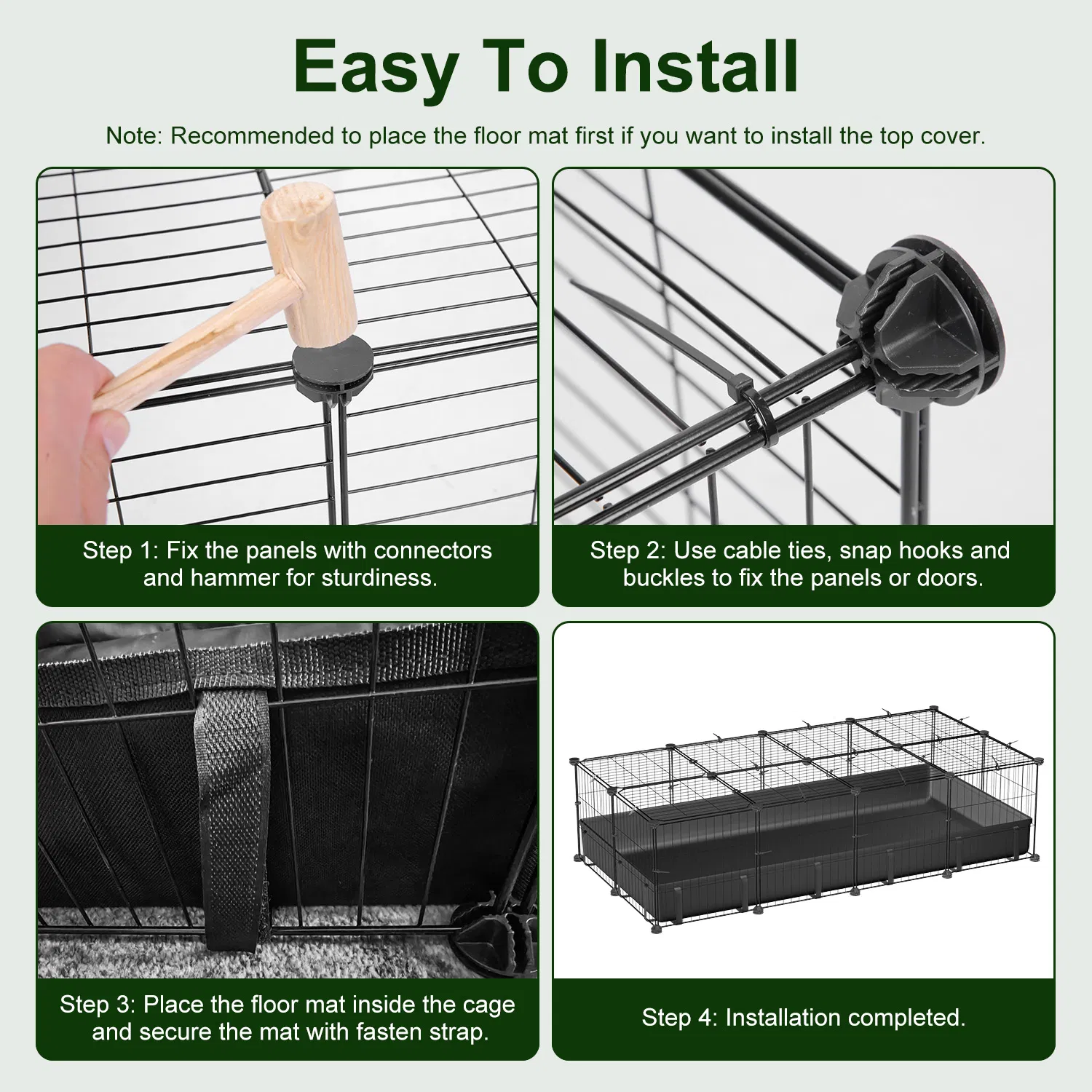 DIY Assemble Metal Small Pet Play Enclosure Multiple Layout Options,Small Animal Playpen DIY Metal Pet Enclosure with 20 Panels Waterproof Floor Mat for Hedgehogs Chickens Ducklings Rabbits photo 6