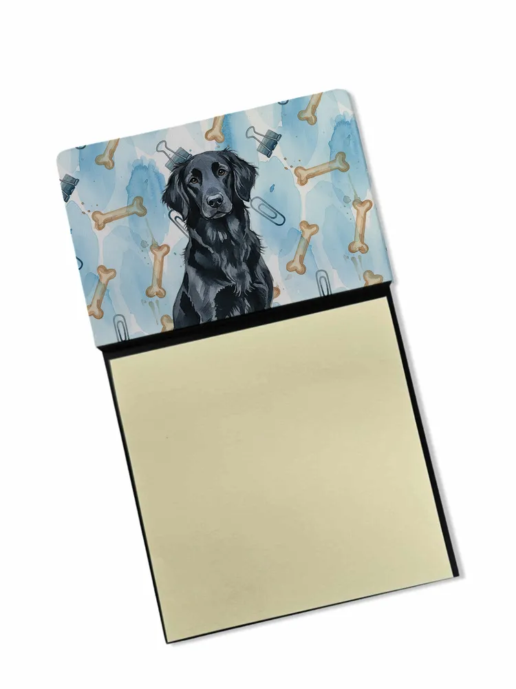 Black Flat-Coated Retriever Coworker Watercolor Sticky Note Holder Refillable Dispenser Desk Accessory 3x3 Pad Gift photo 8