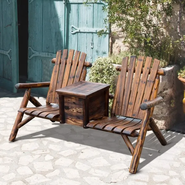 Wooden Chair Loveseat with Inset Ice Bucket Garden chairs/courtyard chairs photo 1