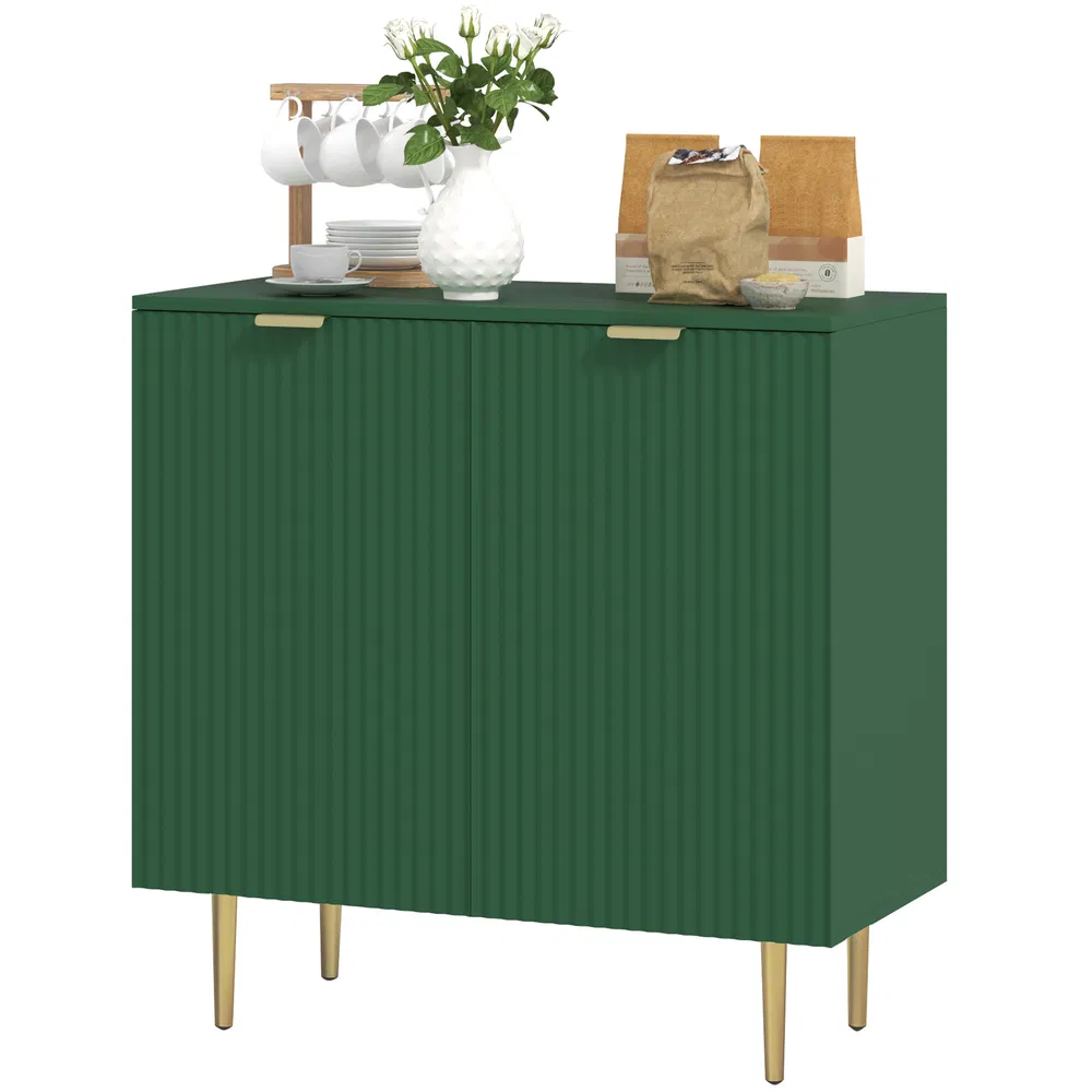 Modern Kitchen Storage Cabinet, Sideboard Buffet Cabinet with Adjustable Shelves and Metal Legs for Kitchen, Green photo 7