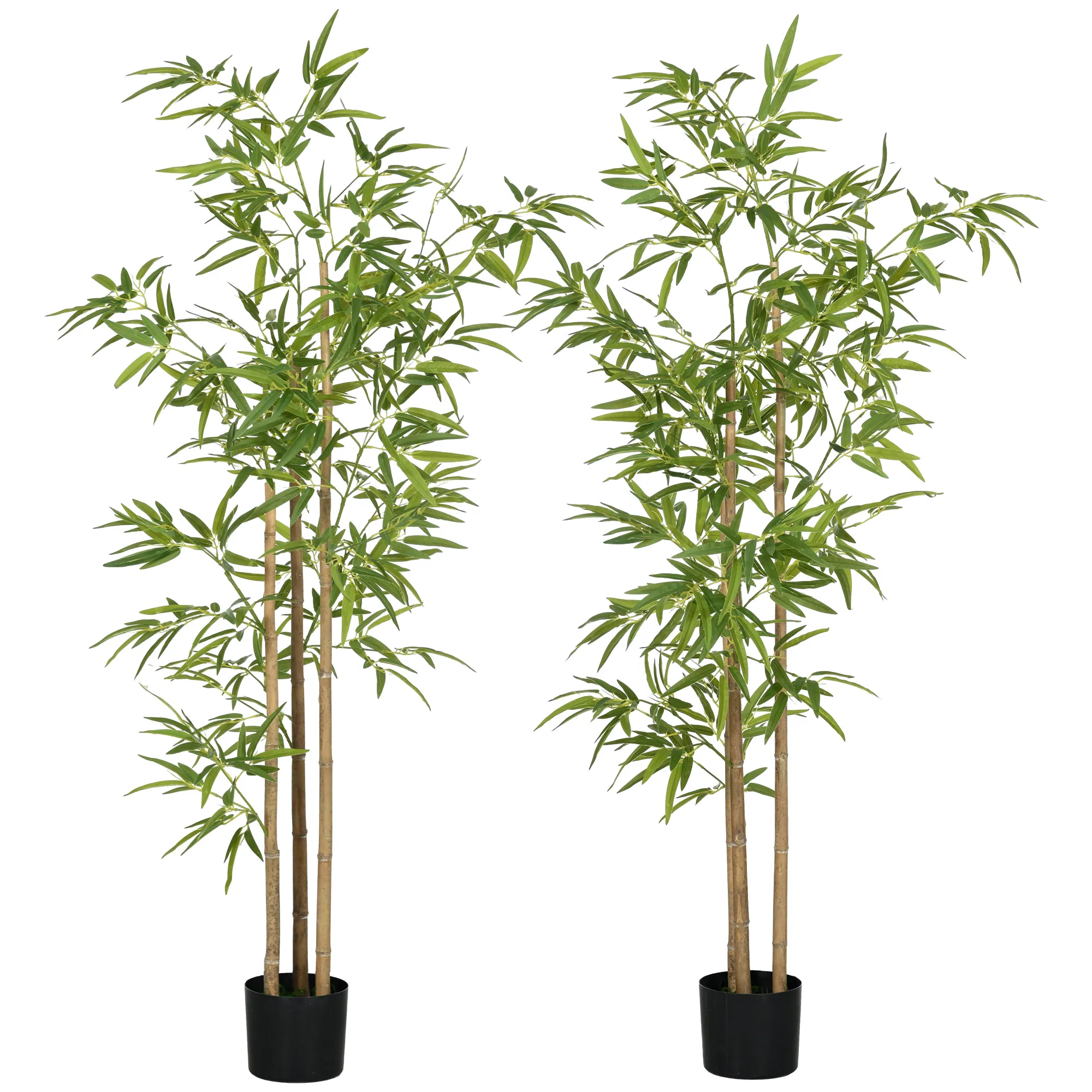 Set of 2 6ft Artificial Tree, Indoor Fake Bamboo with Pot, for Home Office Living Room Decor photo 1