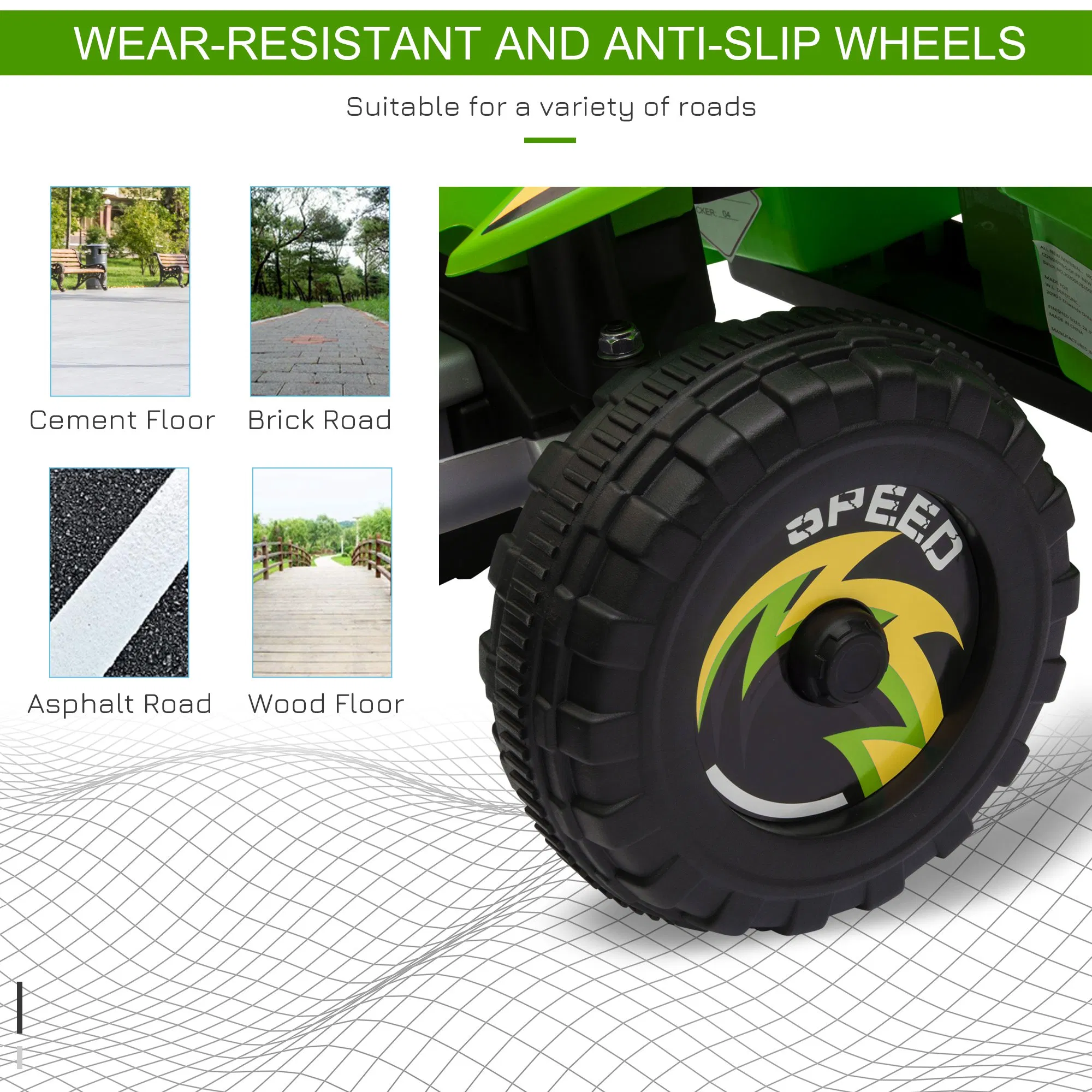 Kids Ride on ATV, 6V Battery Powered Quad Car with Forward, Reverse Switch, for Boys Girls 18-36 Months, Green photo 2