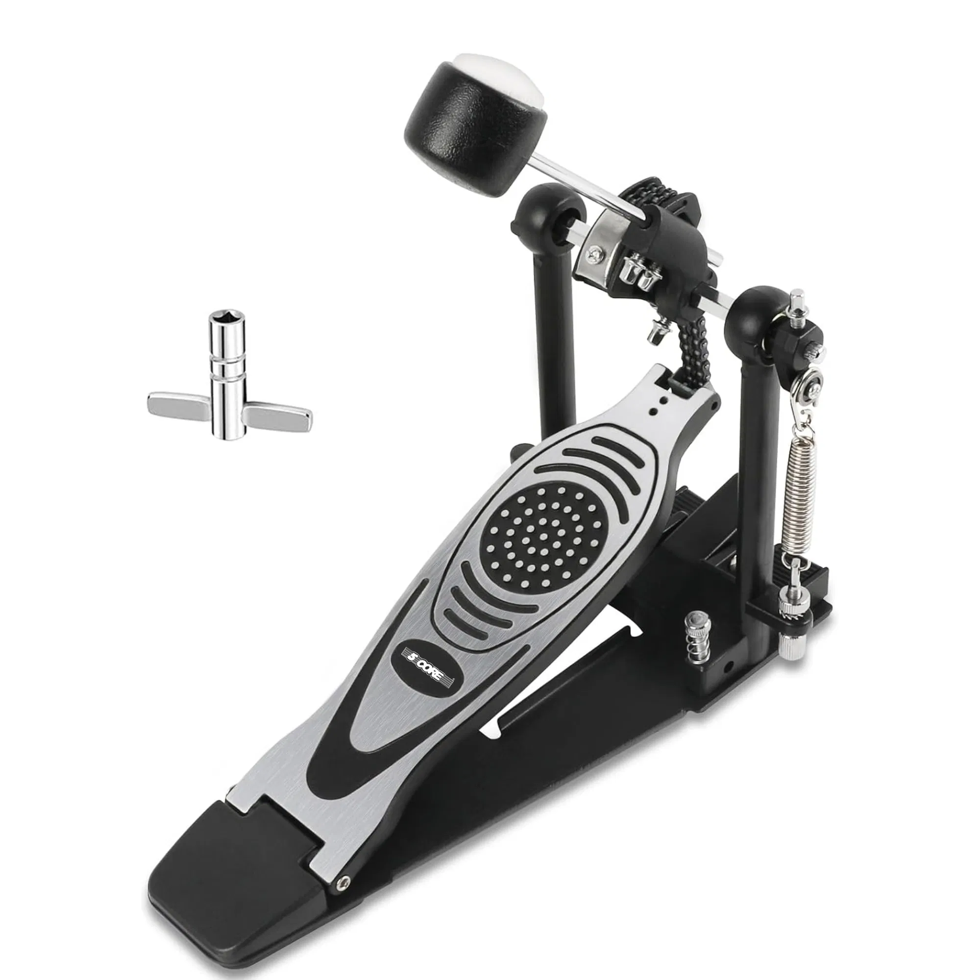 5 Core Bass Drum Pedal Mount Felt Beater Head Single/Double Chain Foot Pedal photo 1