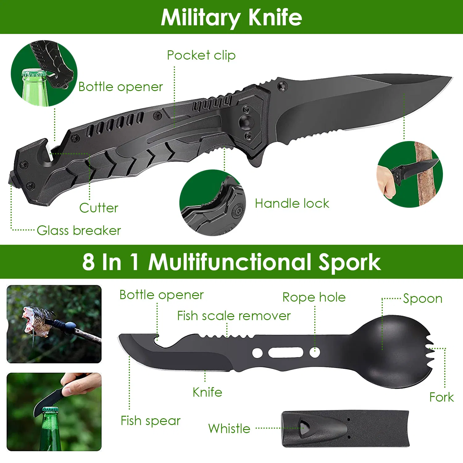 47Pcs Emergency Survival Kit Survival EDC Gear Equipment Tool First Aid Supplies Kit Tools with Pouch for Hiking Hunting Disaster Camping Adventure photo 7
