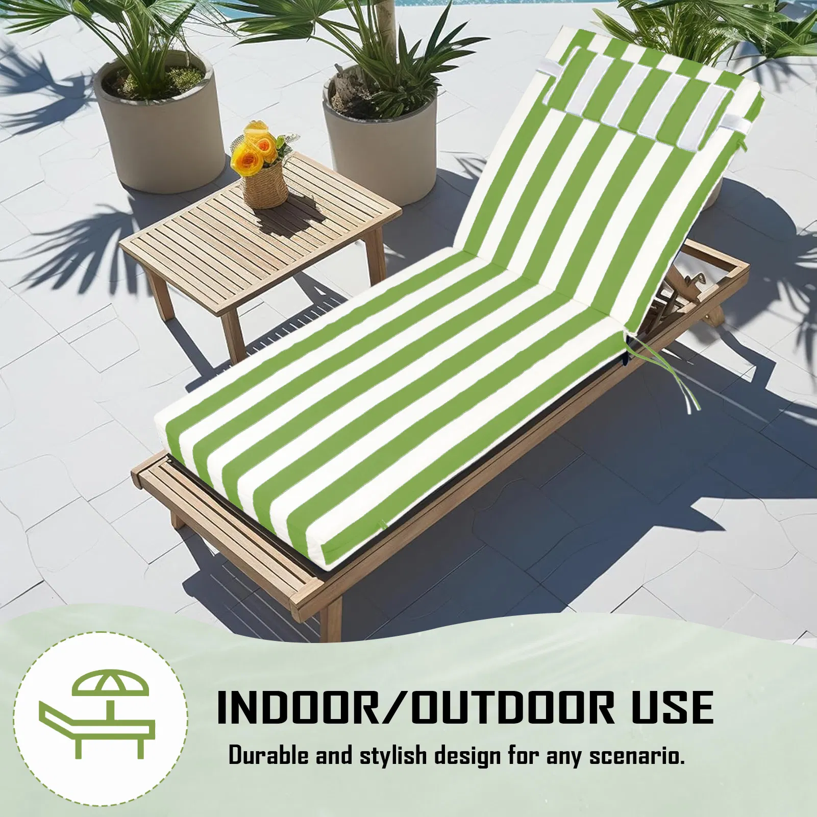 Outdoor Chaise Lounge Cushion, 72 in. x 21 in. x 3 in. Waterproof Fade-Resistant Patio Chair Pad for Pool Beach photo 3