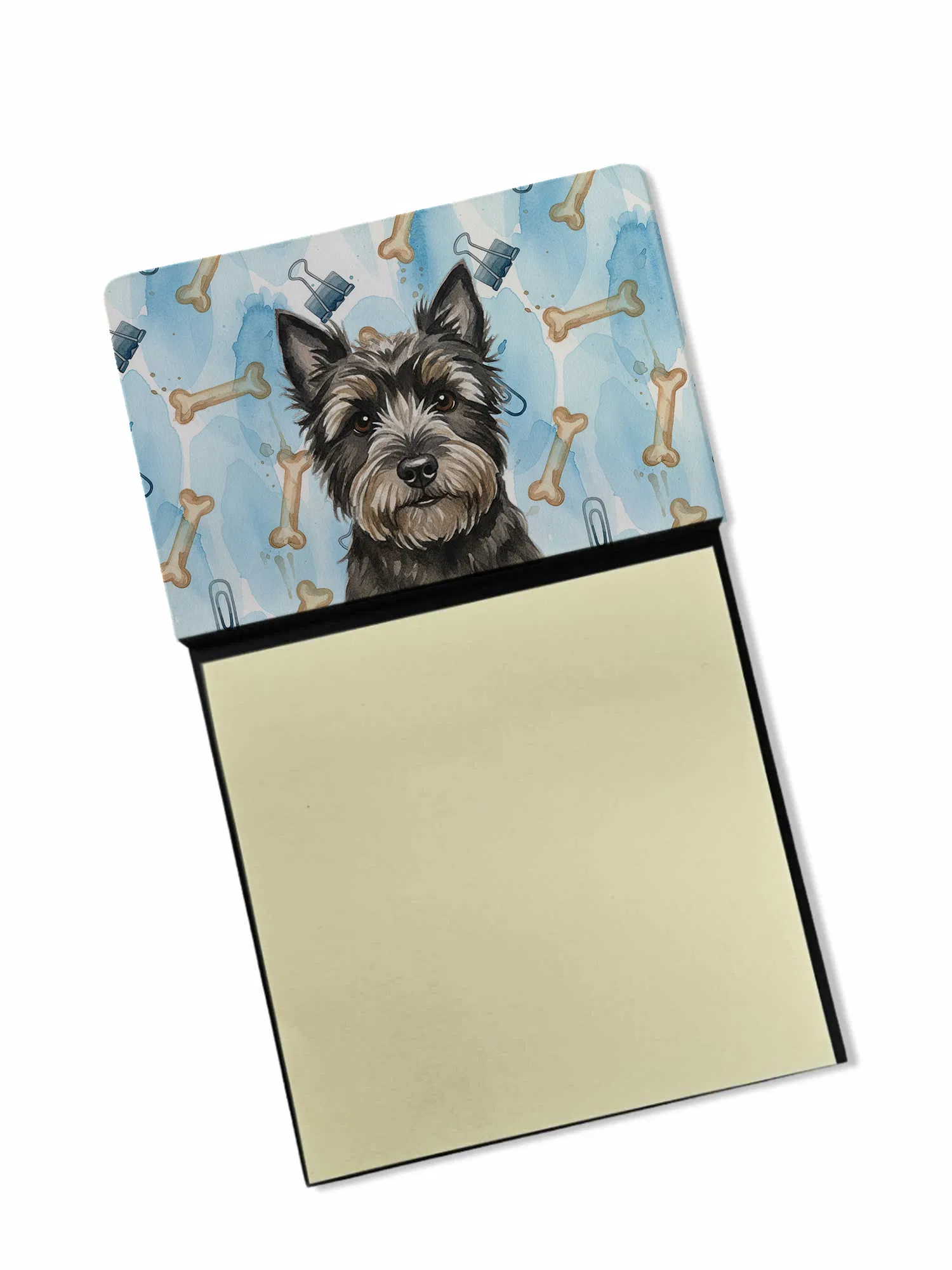 Black Cairn Terrier Coworker Watercolor Sticky Note Holder Refillable Dispenser Desk Accessory 3x3 Pad Gift photo 1